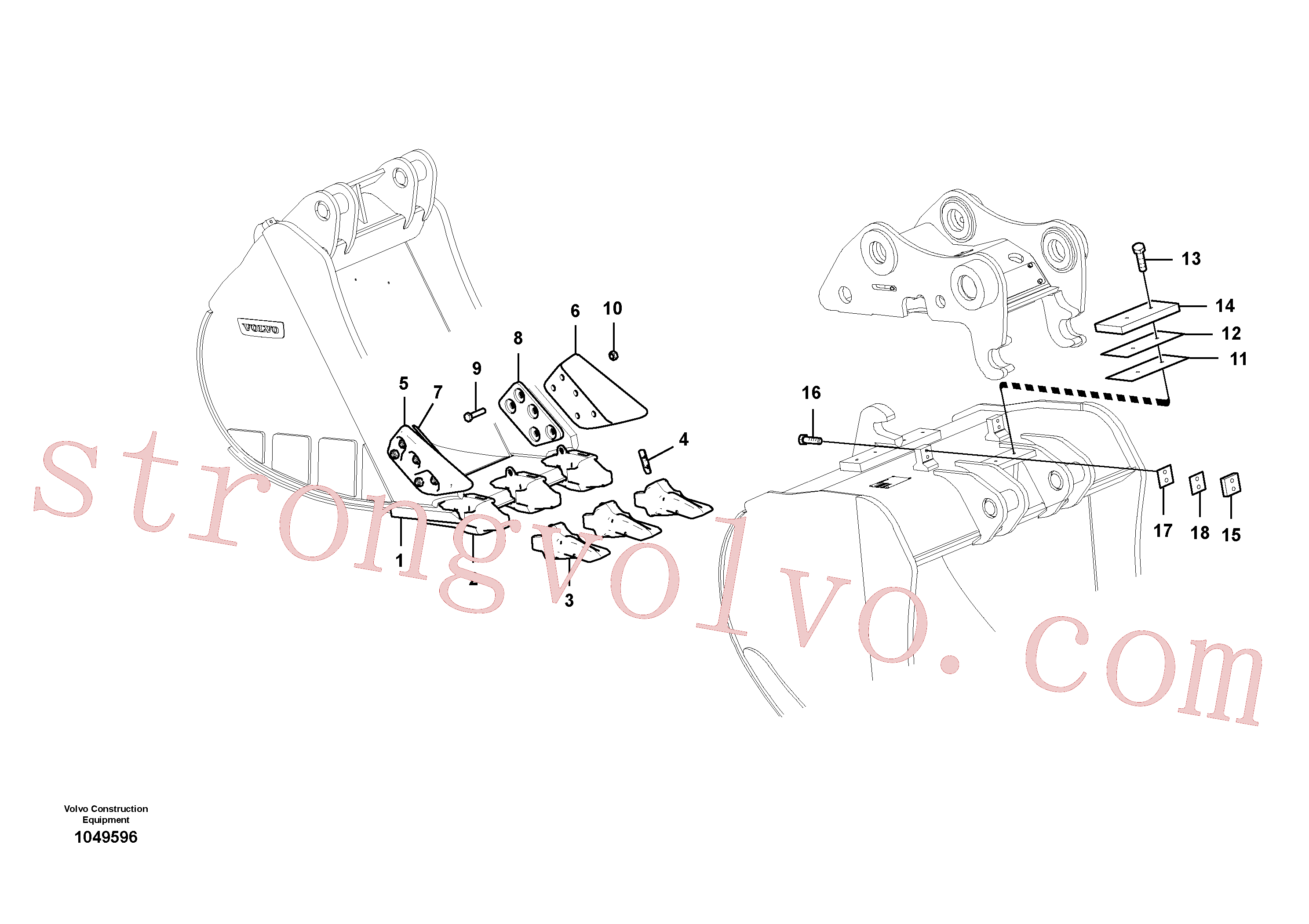VOE14538413 Volvo Baldes para Quickfit (engate rápido)(1049596 Montagem)