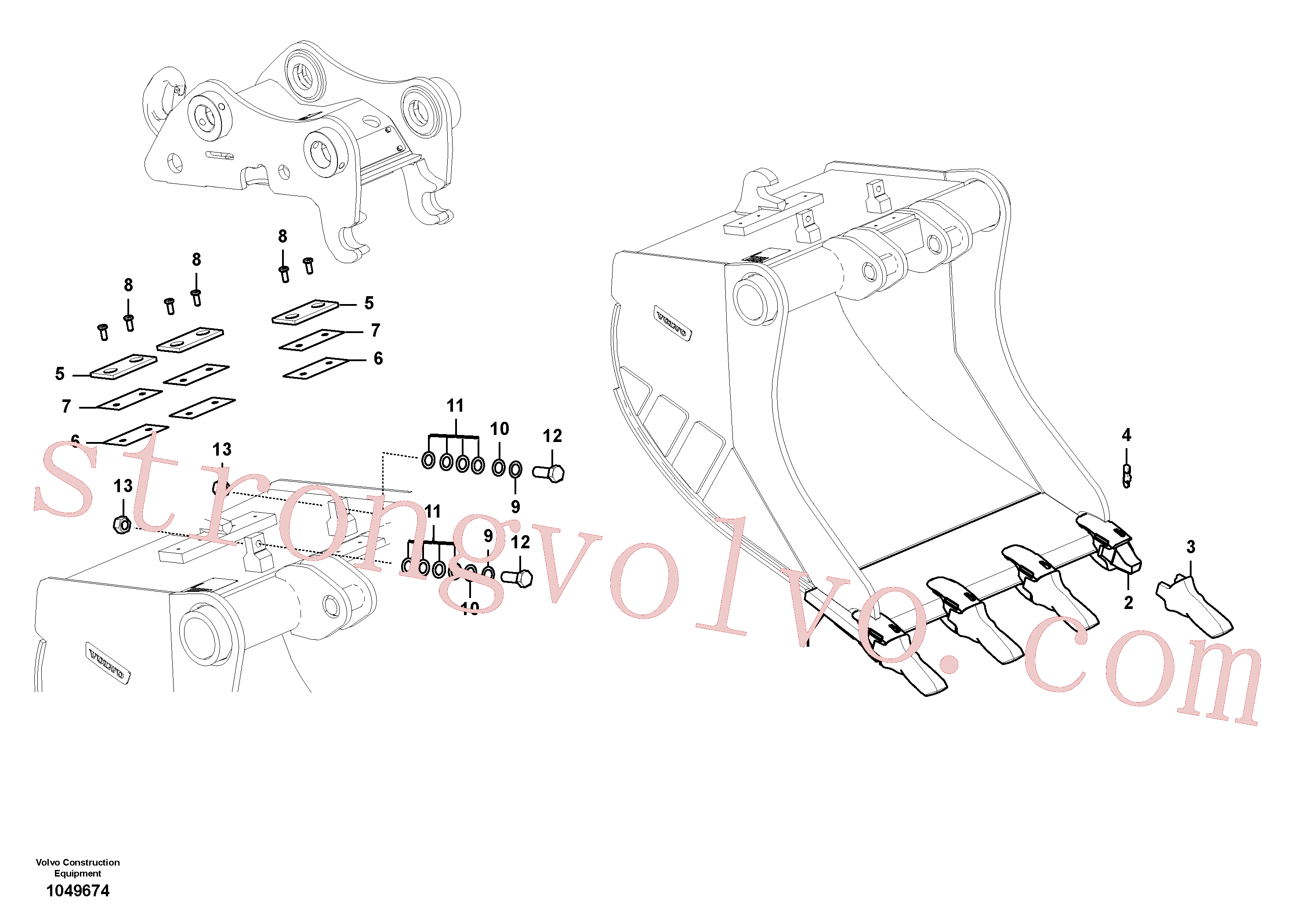 VOE992565 Volvo Baldes para Quickfit (engate rápido)(1049674 Montagem)
