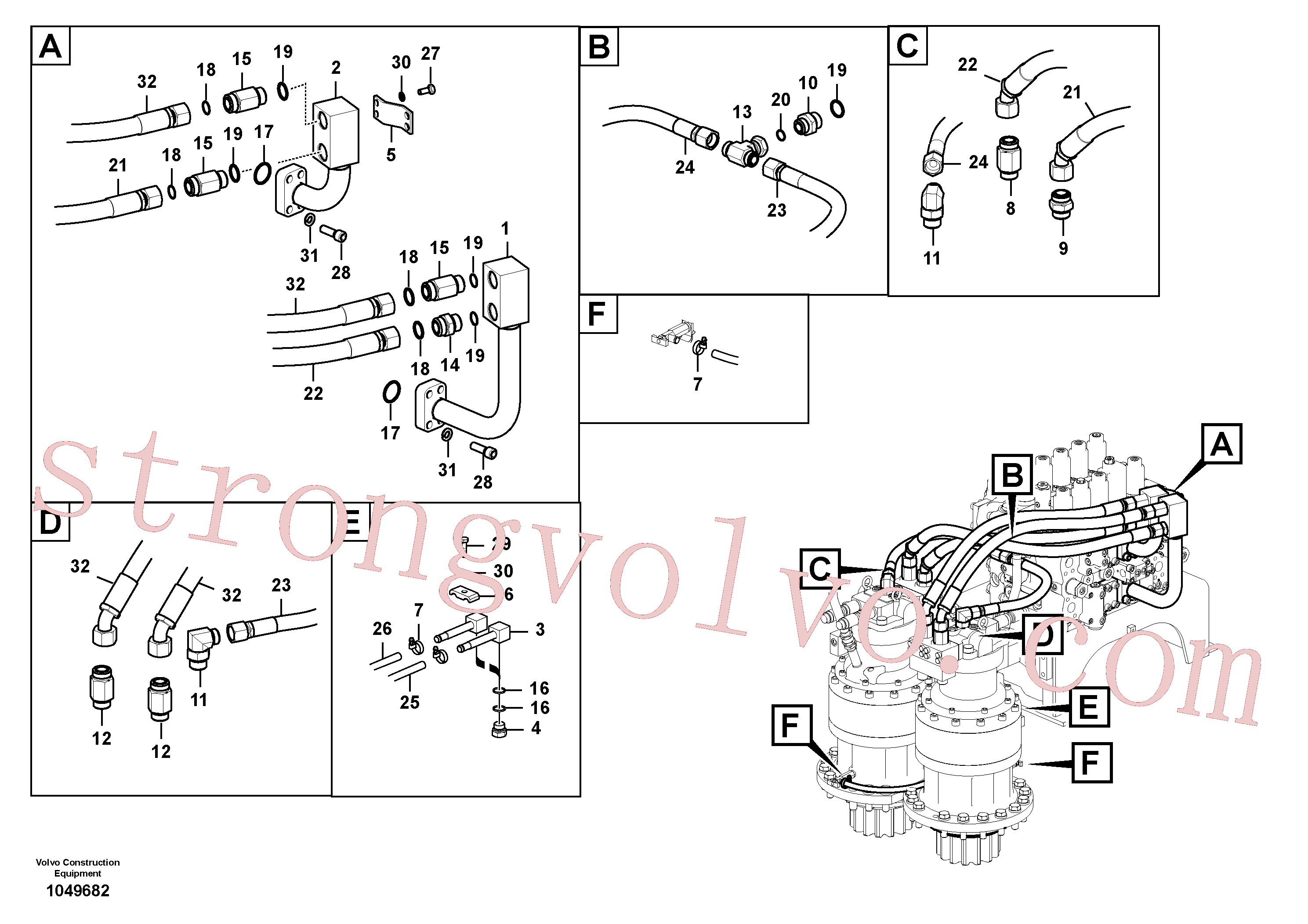 SA9419-11100 Volvo Sistema hidráulico, válvula de comando da lança e articulação(1049682 Montagem)