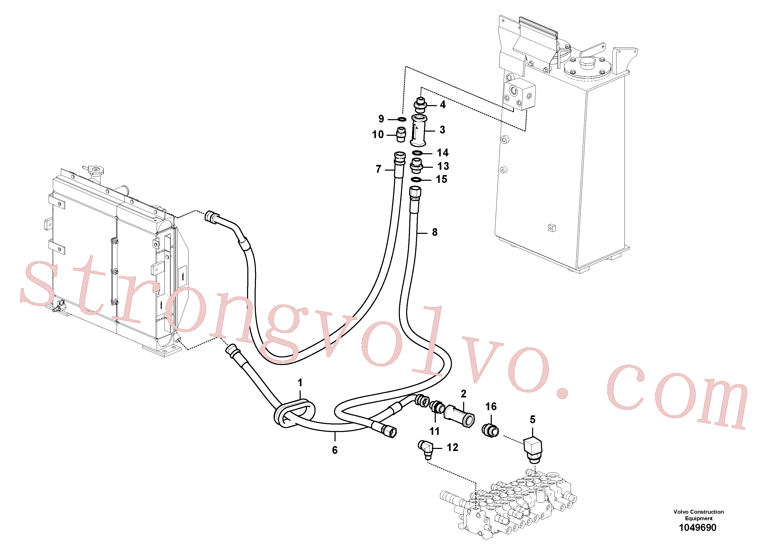VOE14627821 Volvo Sistema hidráulico, tanque hidráulico para o refrigerador de óleo hidráulico(1049690 Montagem)