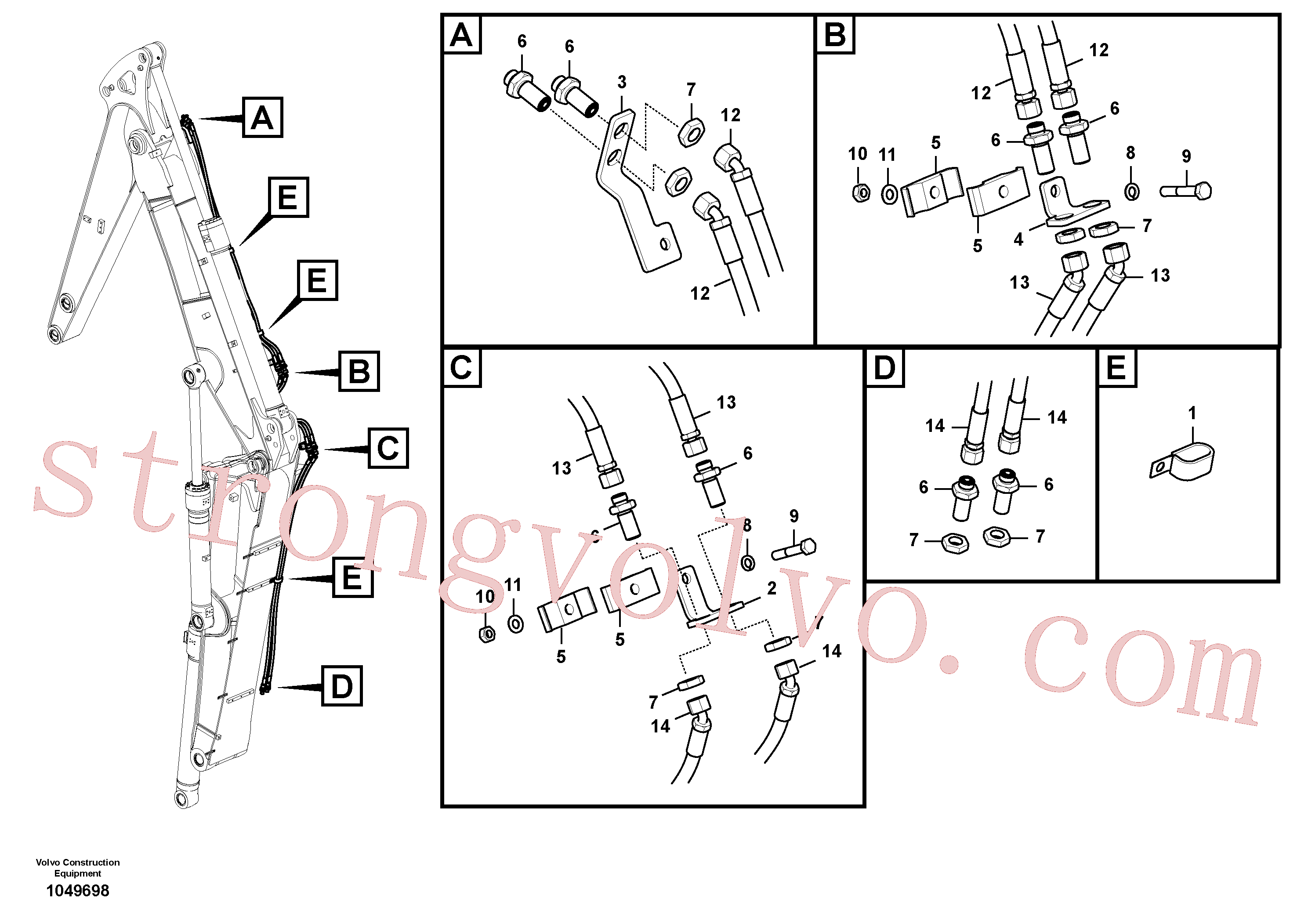 VOE14555442 Volvo Hidráulica de serviço, inclinação e rotor na lança ajustável(1049698 Montagem)