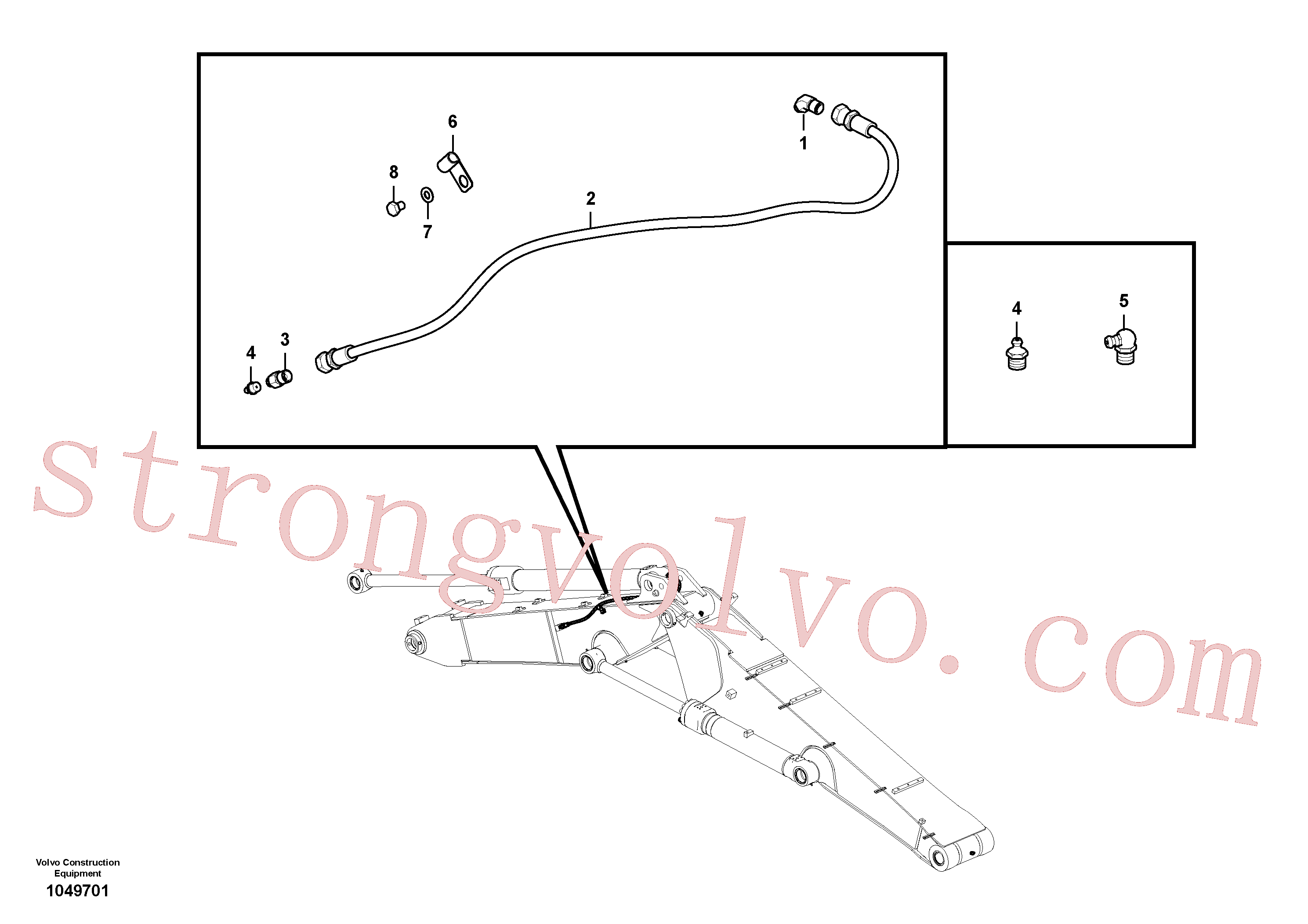 VOE14880653 Volvo Lança e tubagem de massa lubrificante, ajustável 2ª(1049701 Montagem)