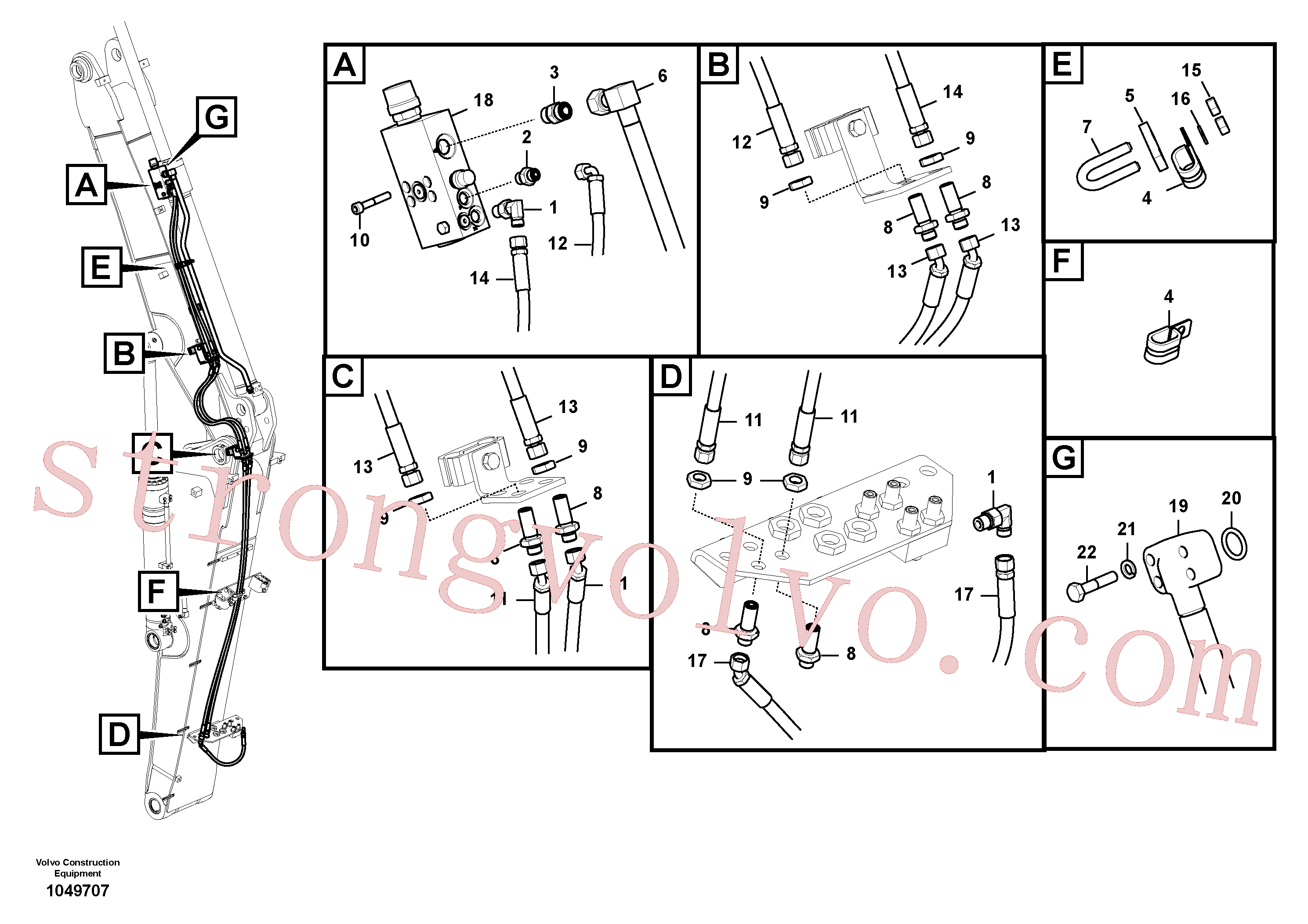 VOE14880628 Volvo Hidráulica de serviço, ruptura do braço de afundamento para lança ajustável(1049707 Montagem)