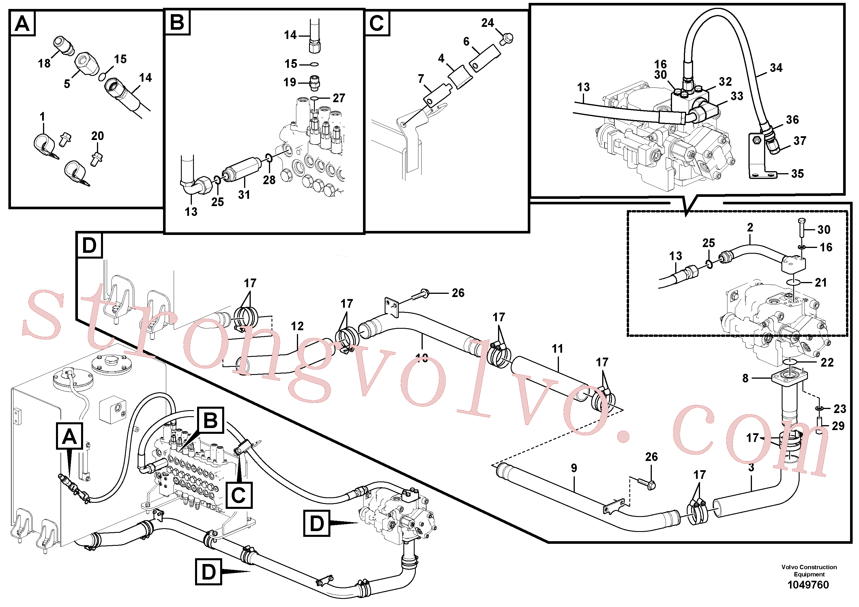 VOE14551169 Volvo Sistema hidráulico, tanque hidráulico para a bomba hidráulica(1049760 Montagem)
