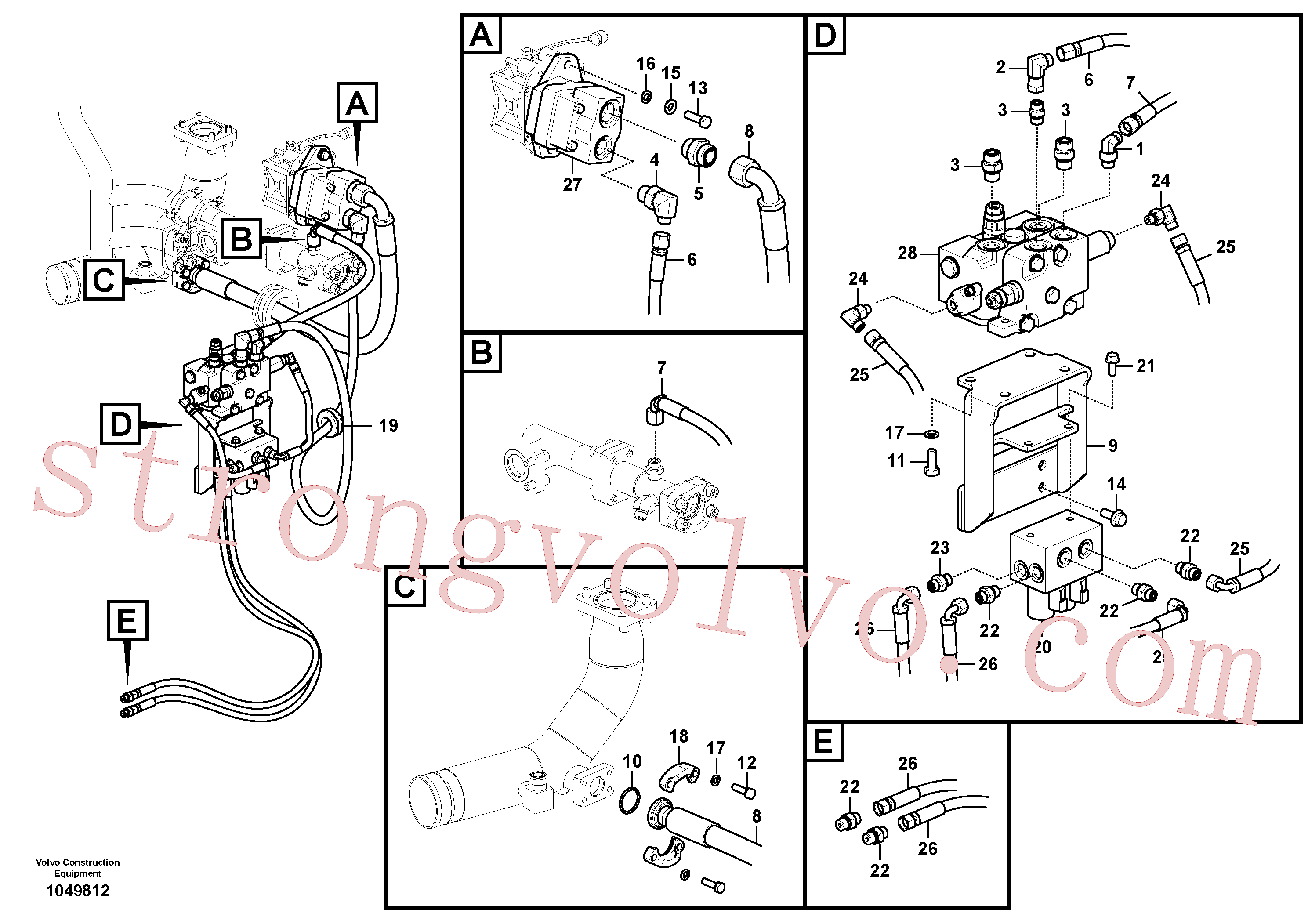 VOE14647529 Volvo Hidráulica de serviço, inclinação e rotor na estrutura superior(1049812 Montagem)