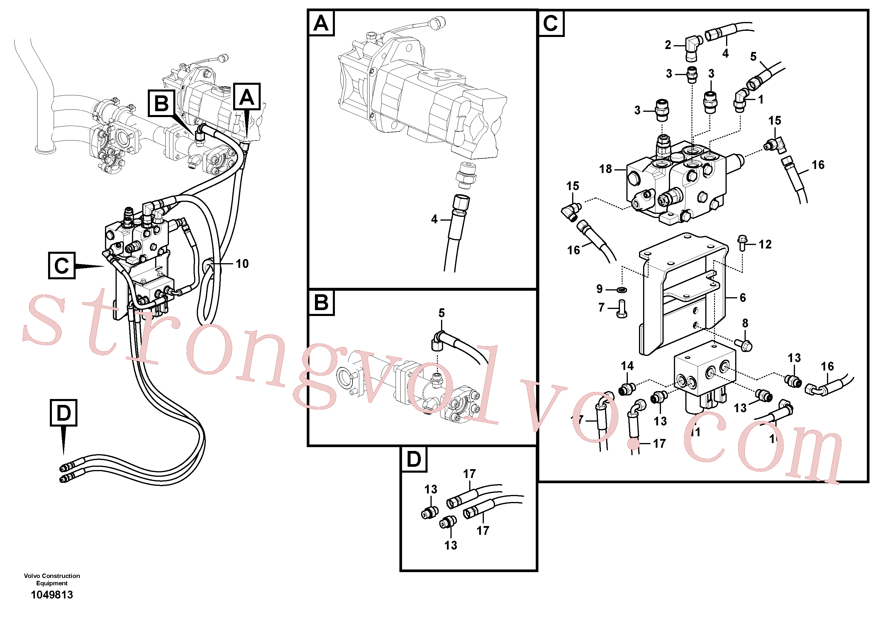 VOE14647529 Volvo Hidráulica de serviço, inclinação e rotor na estrutura superior(1049813 Montagem)