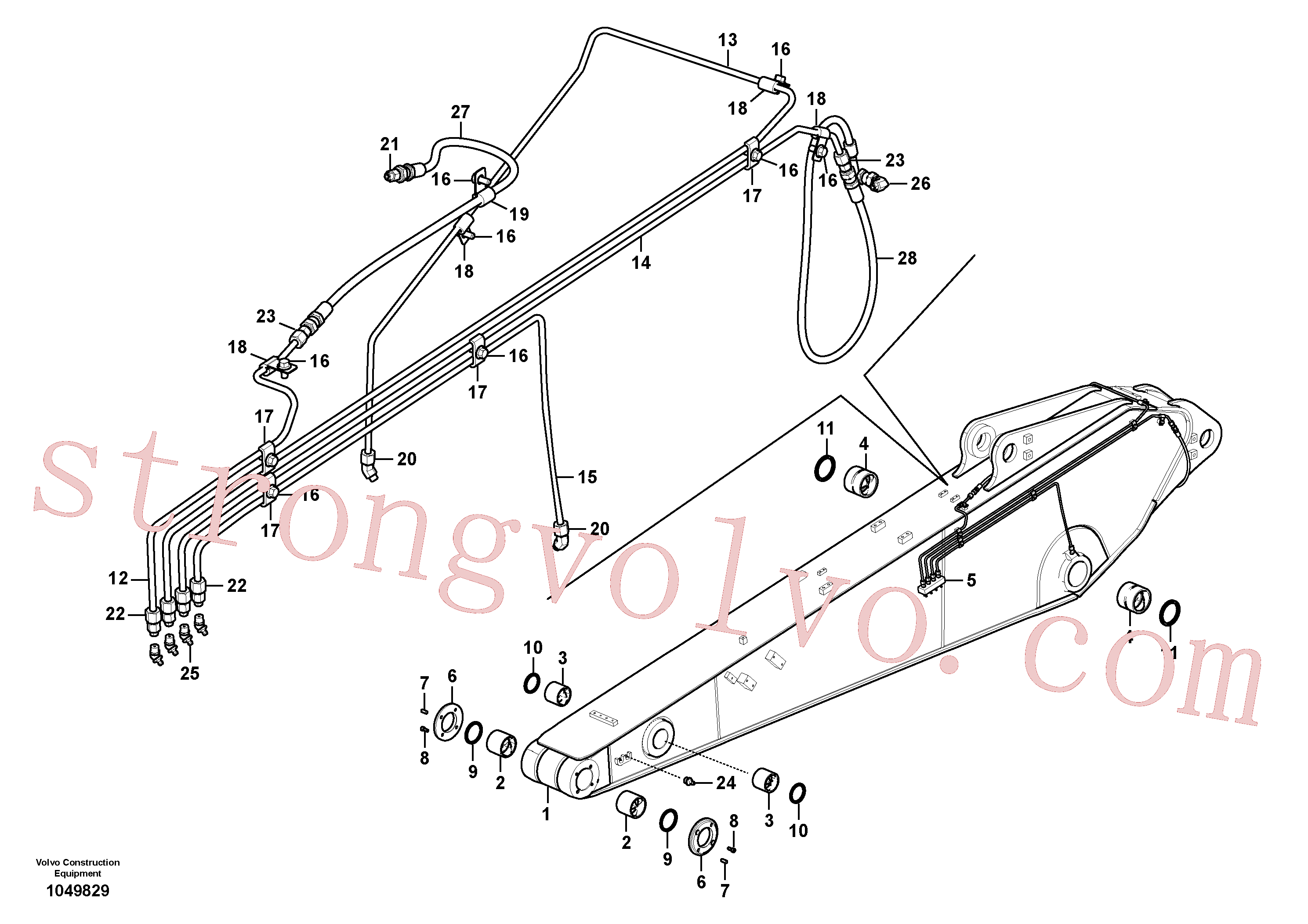 VOE14543246 Volvo Tubagem de massa e do braço de afundamento com sede da tubagem(1049829 Montagem)