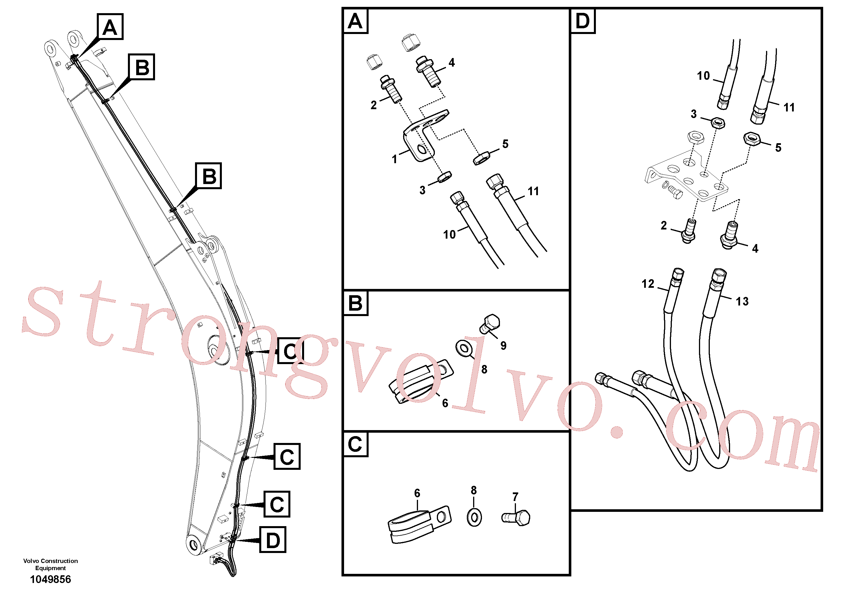 SA992040 Volvo Hidráulica de serviço, encaixe rápido na lança(1049856 Montagem)