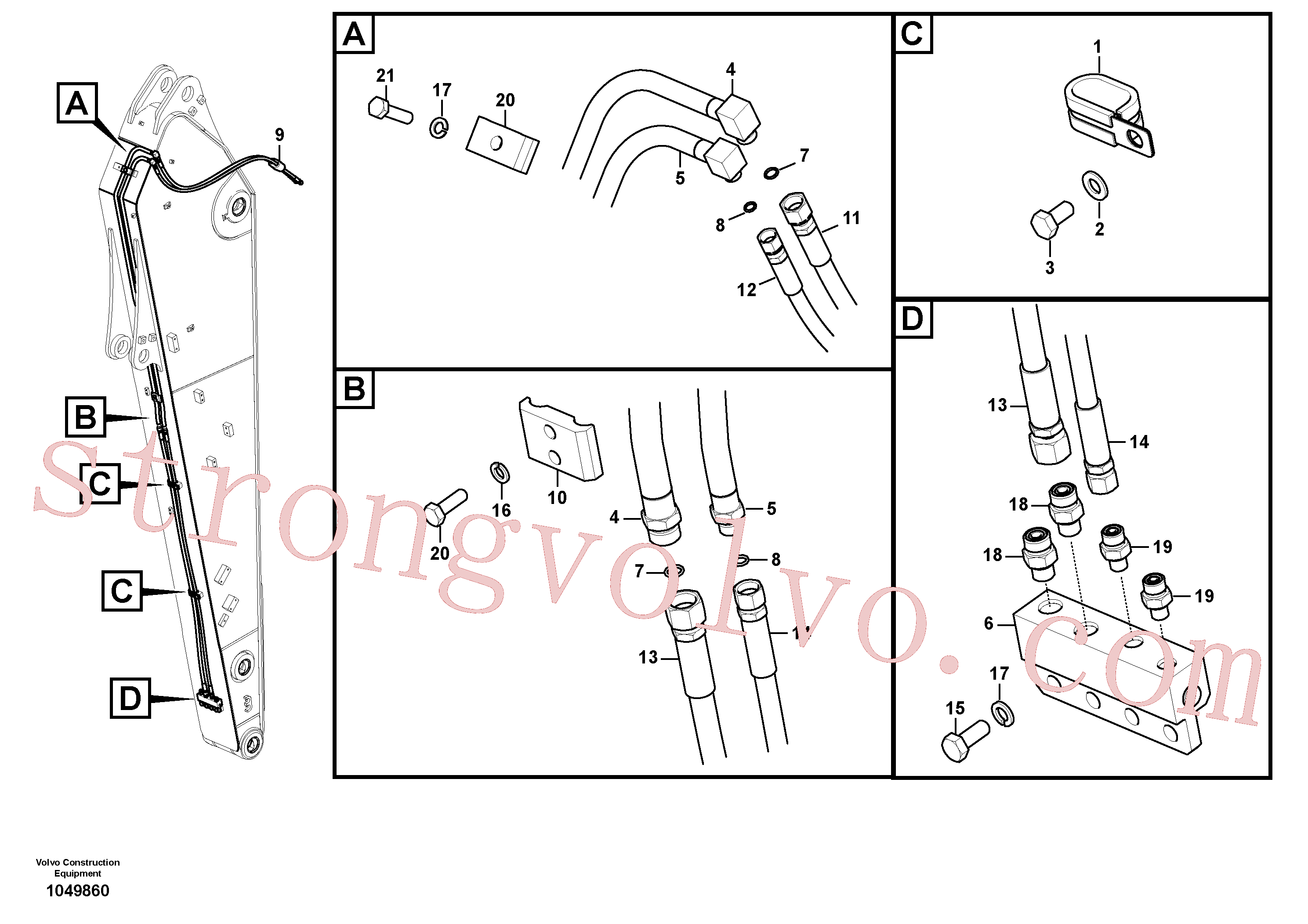 SA1174-58220 Volvo Hidráulica de serviço, encaixe rápido no braço de afundamento(1049860 Montagem)