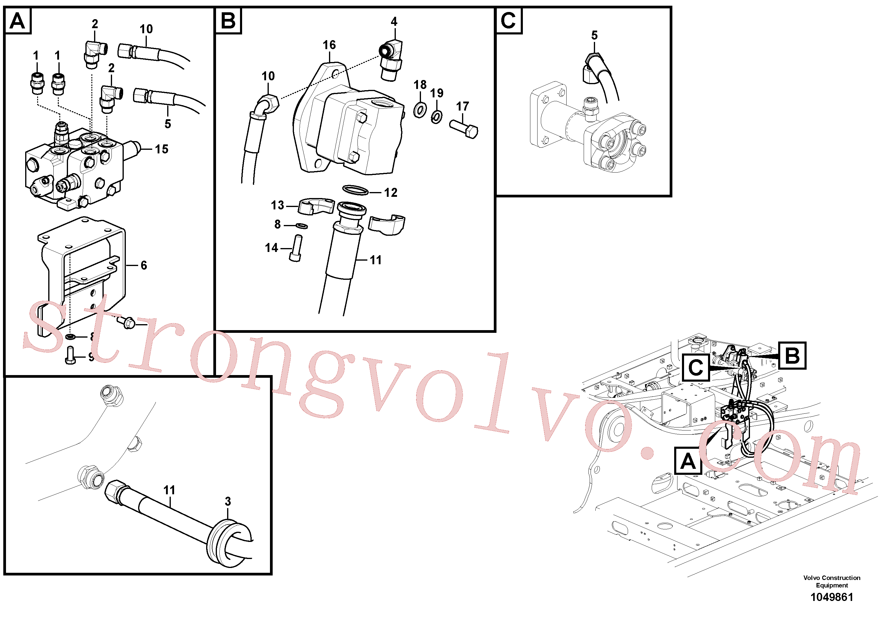 VOE14577806 Volvo Hidráulica de serviço, inclinação e rotor na estrutura superior(1049861 Montagem)