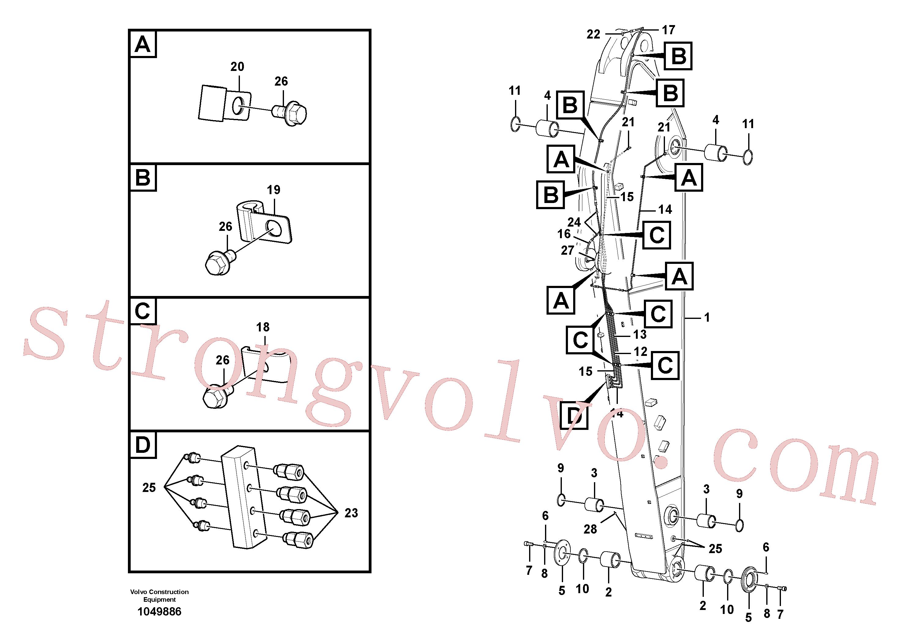 VOE14884894 Volvo Tubagem de massa e do braço de afundamento com sede da tubagem(1049886 Montagem)