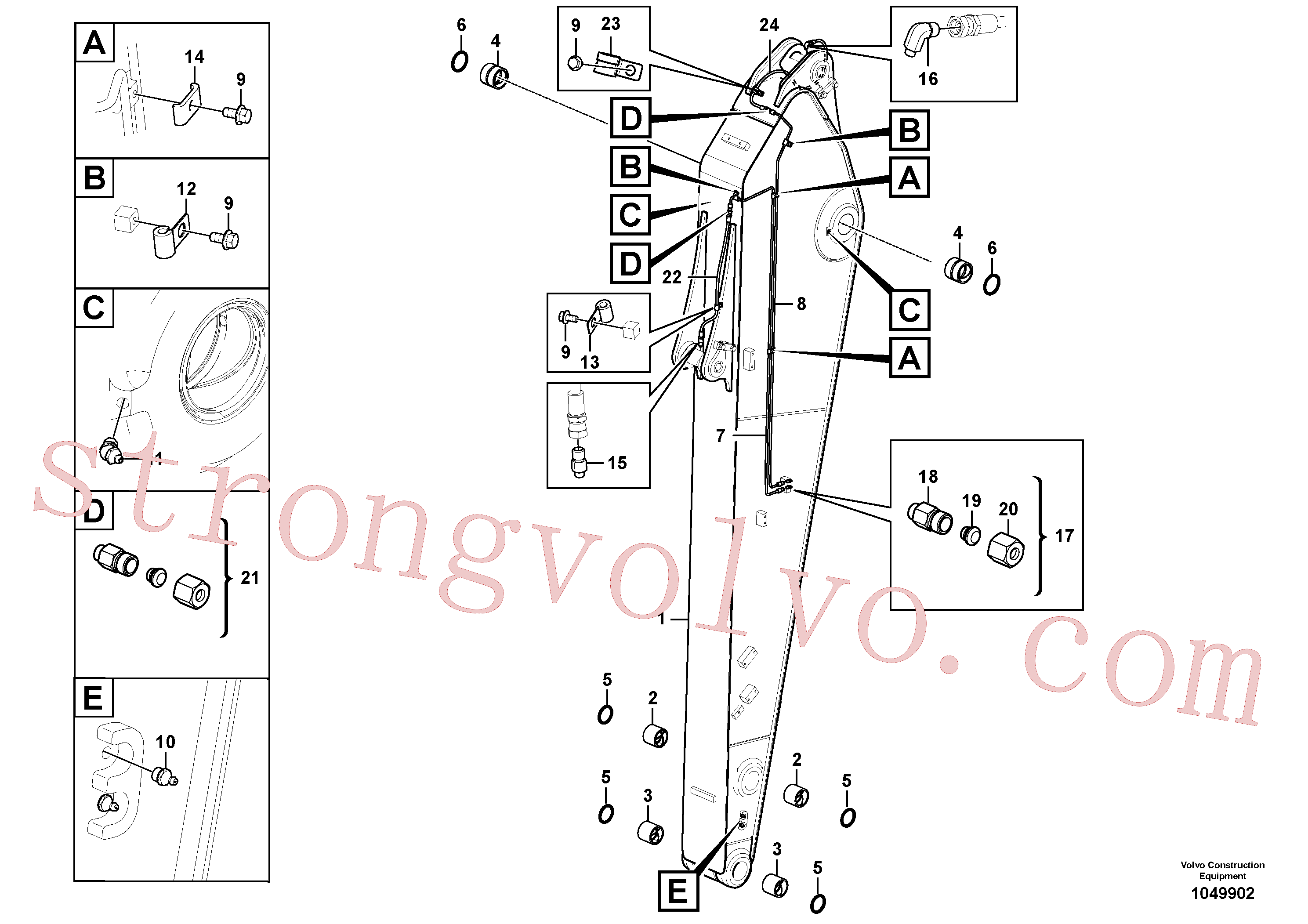 VOE14515414 Volvo Tubagem de massa e do braço de afundamento com sede da tubagem(1049902 Montagem)