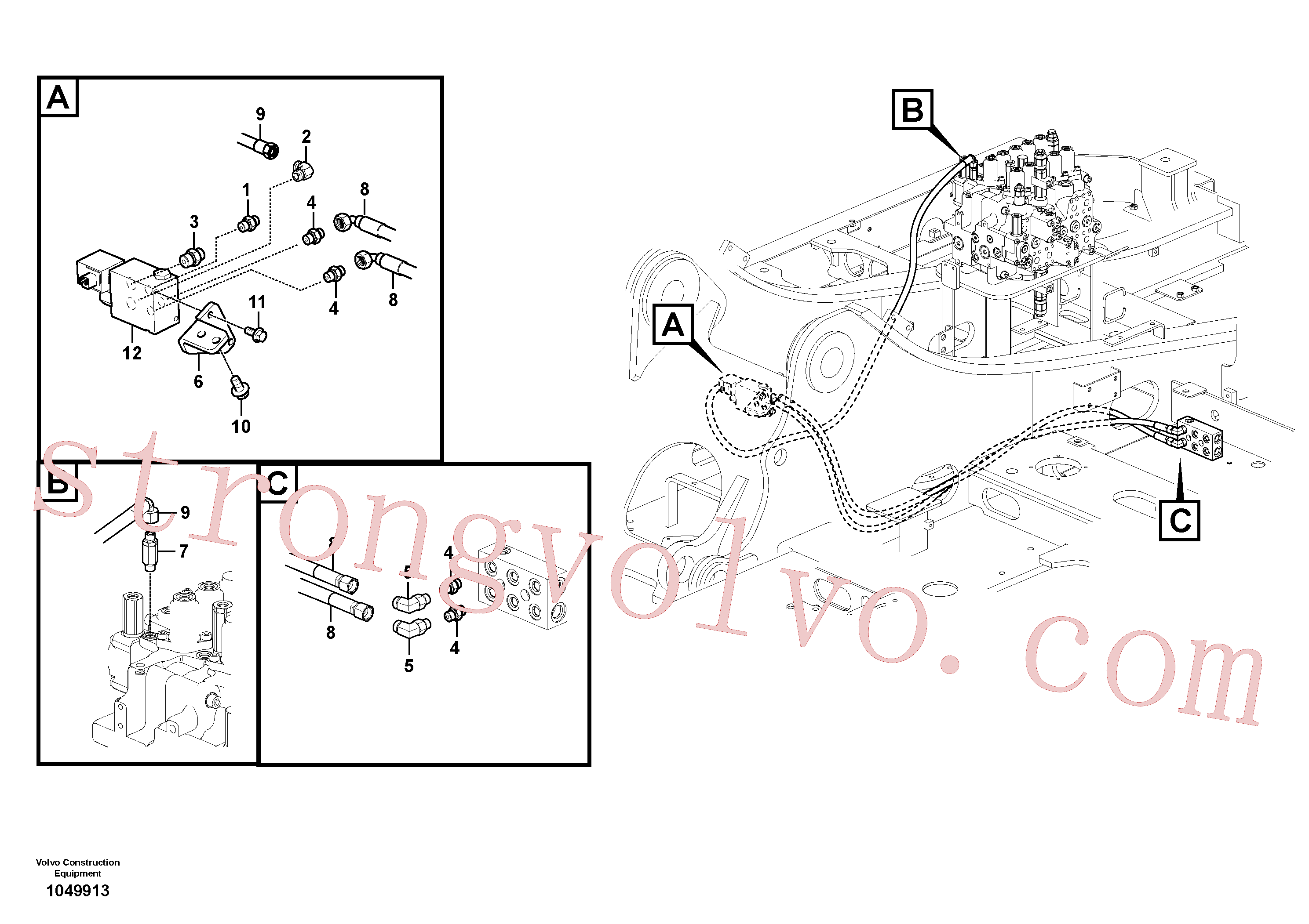 VOE938683 Volvo Hidráulica de serviço, encaixe rápido na estrutura superior(1049913 Montagem)