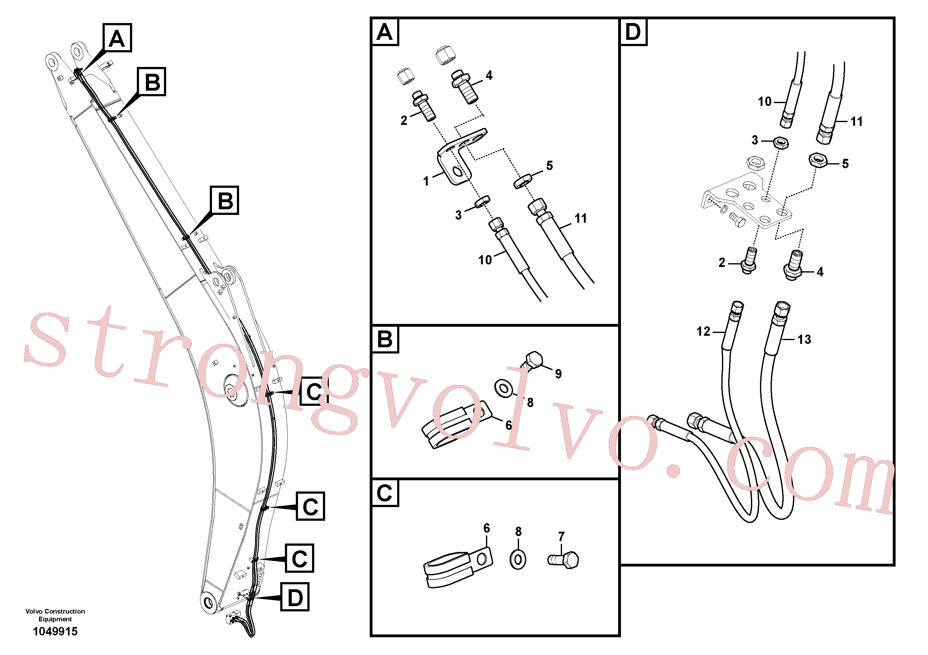 VOE936184 Volvo Hidráulica de serviço, encaixe rápido na lança(1049915 Montagem)