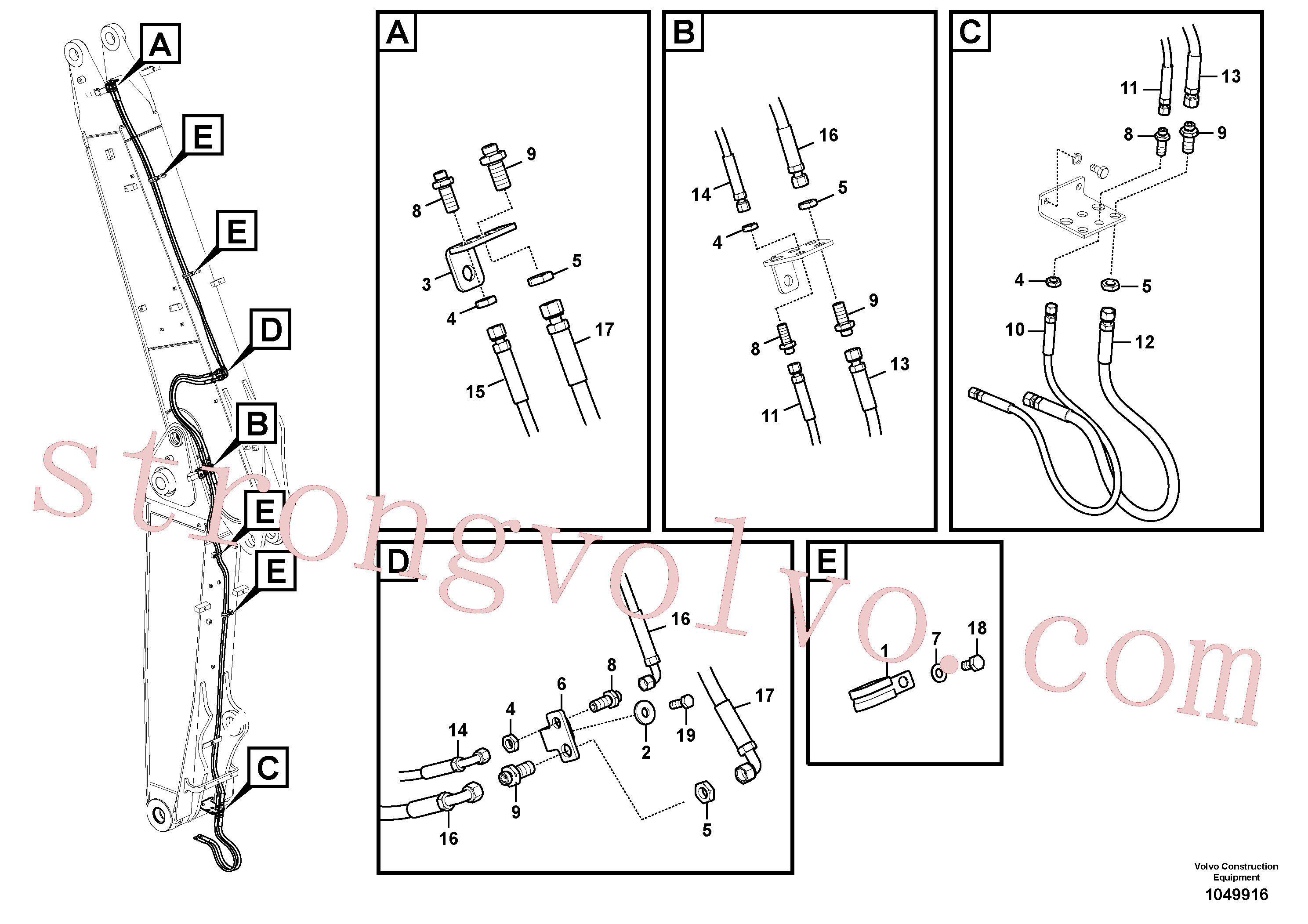 VOE938678 Volvo Hidráulica de serviço, encaixe rápido na lança ajustável(1049916 Montagem)