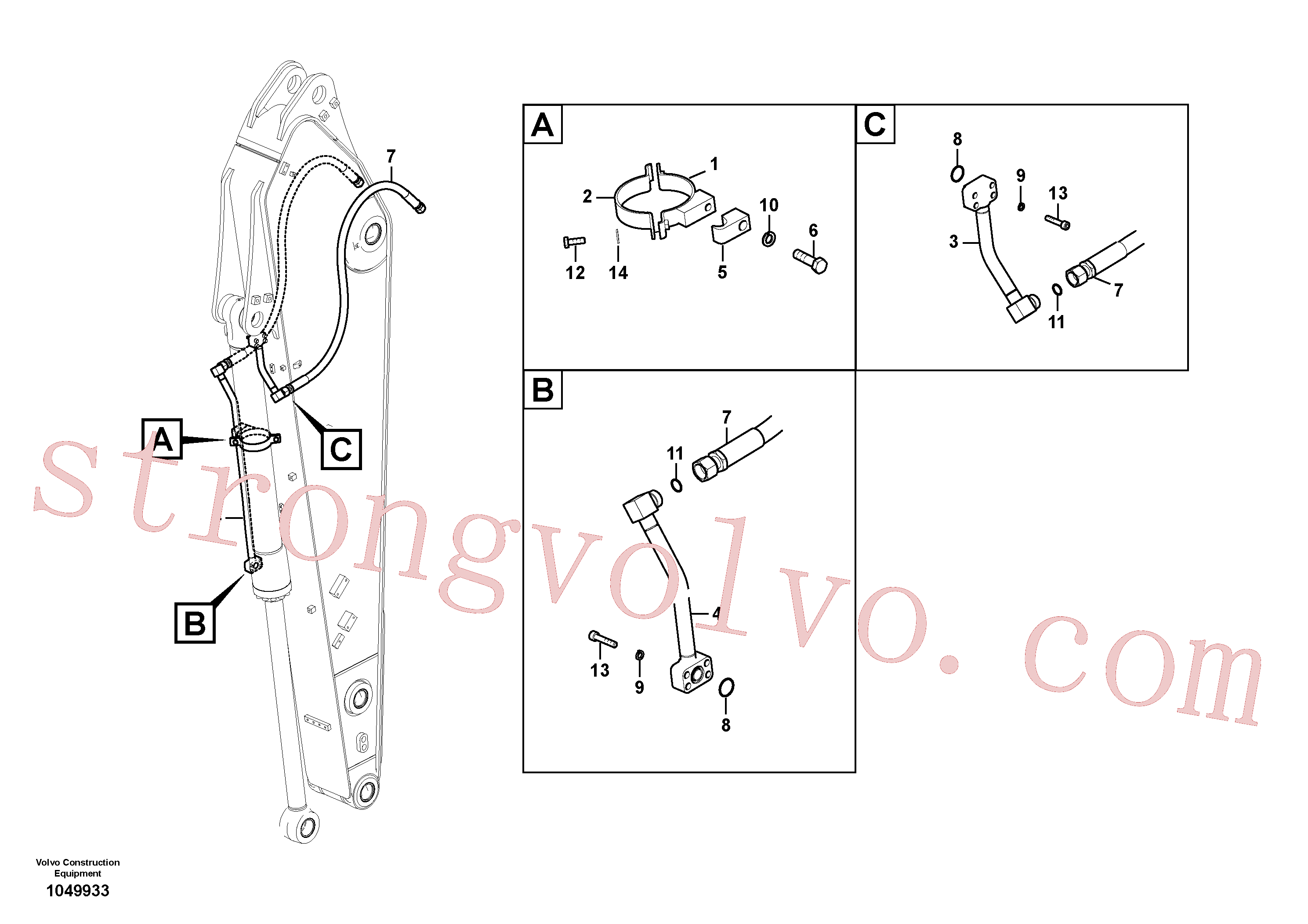VOE14617946 Volvo Hidráulica de serviço, cilindro do balde no braço de afundamento(1049933 Montagem)
