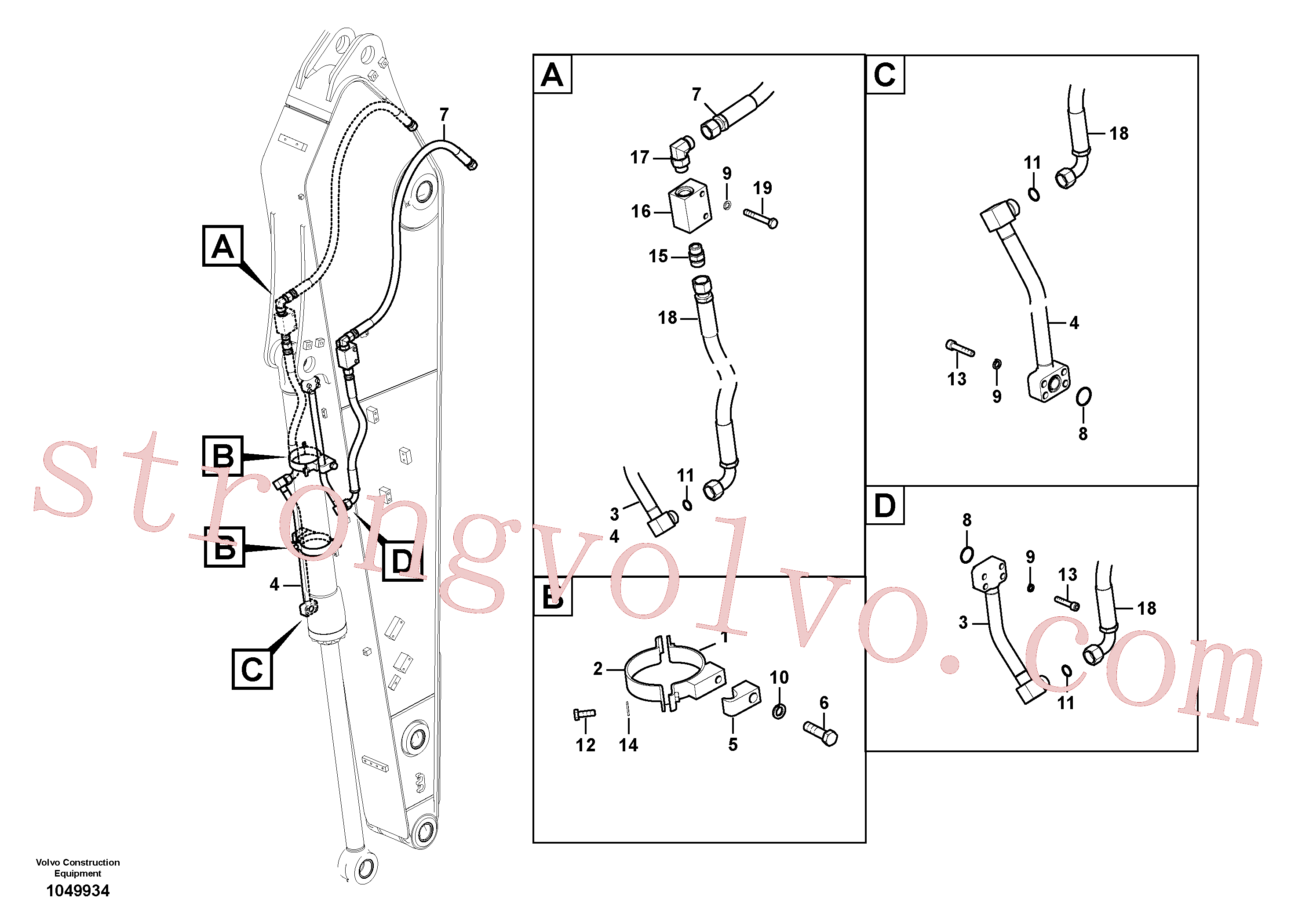 VOE14677272 Volvo Hidráulica de serviço, cilindro do balde no braço de afundamento(1049934 Montagem)