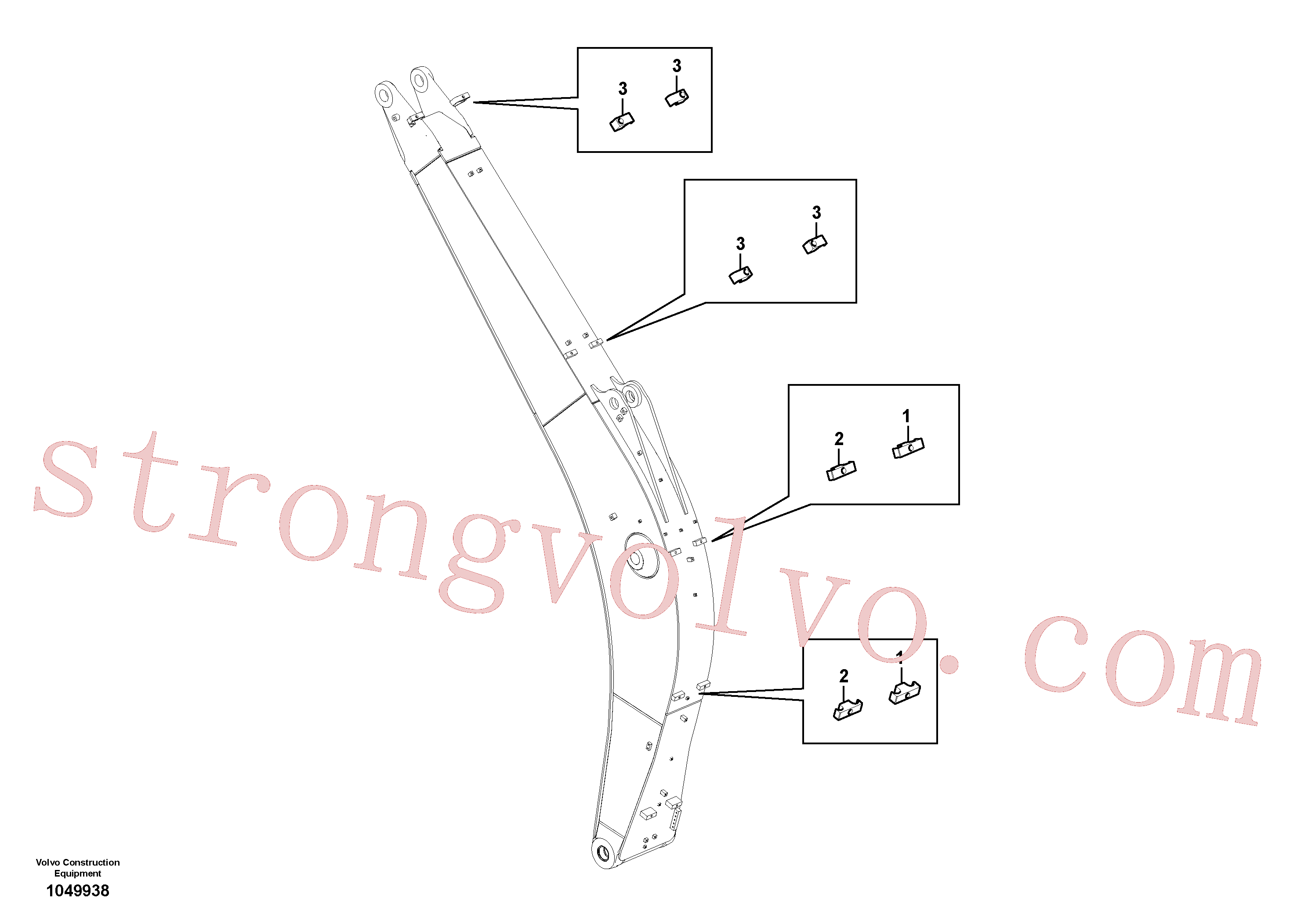 VOE14881234 Volvo Hidráulica de serviço, cilindro do braço de afundamento na lança.(1049938 Montagem)