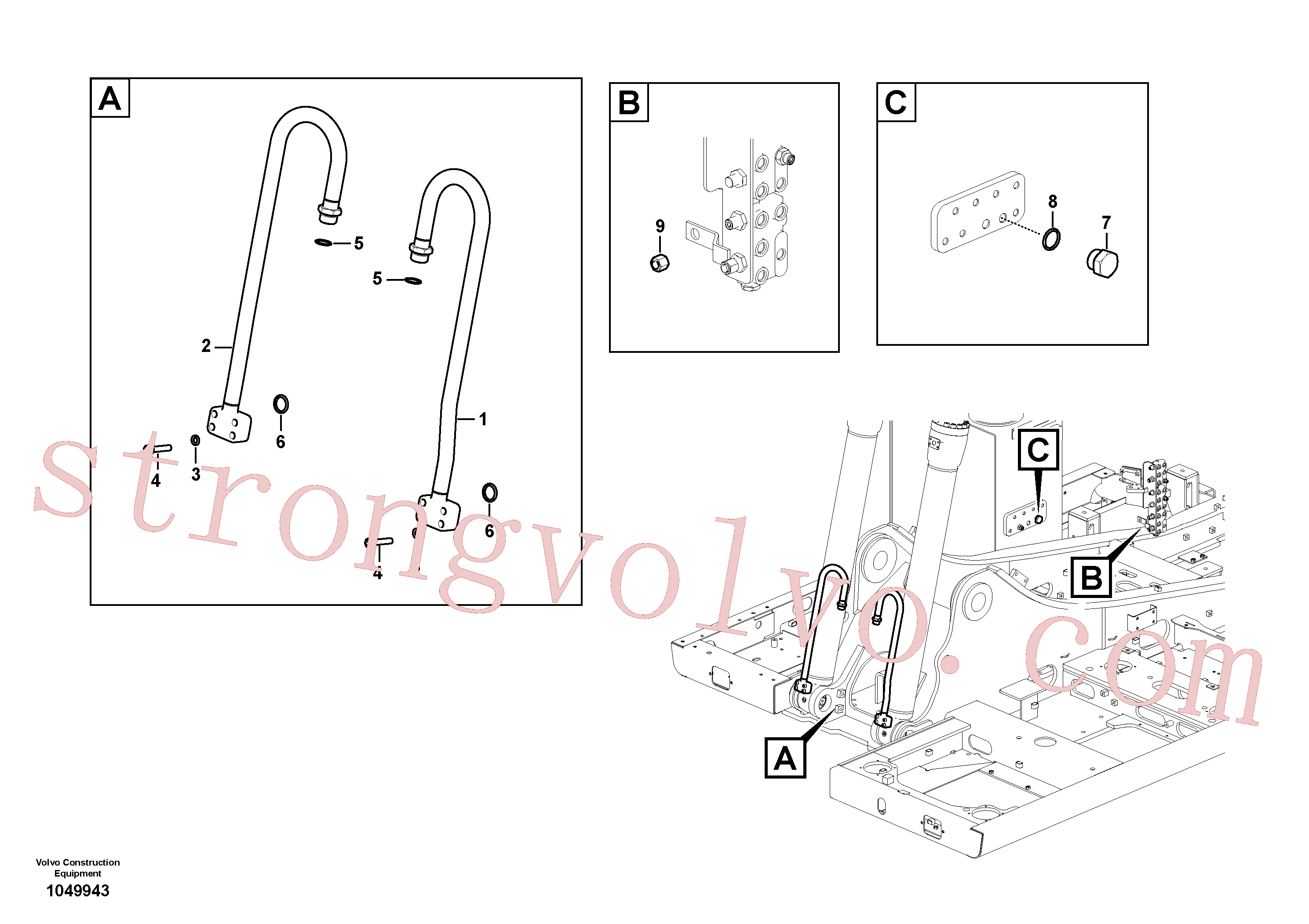 VOE14539024 Volvo Hidráulica de serviço, ruptura da lança(1049943 Montagem)