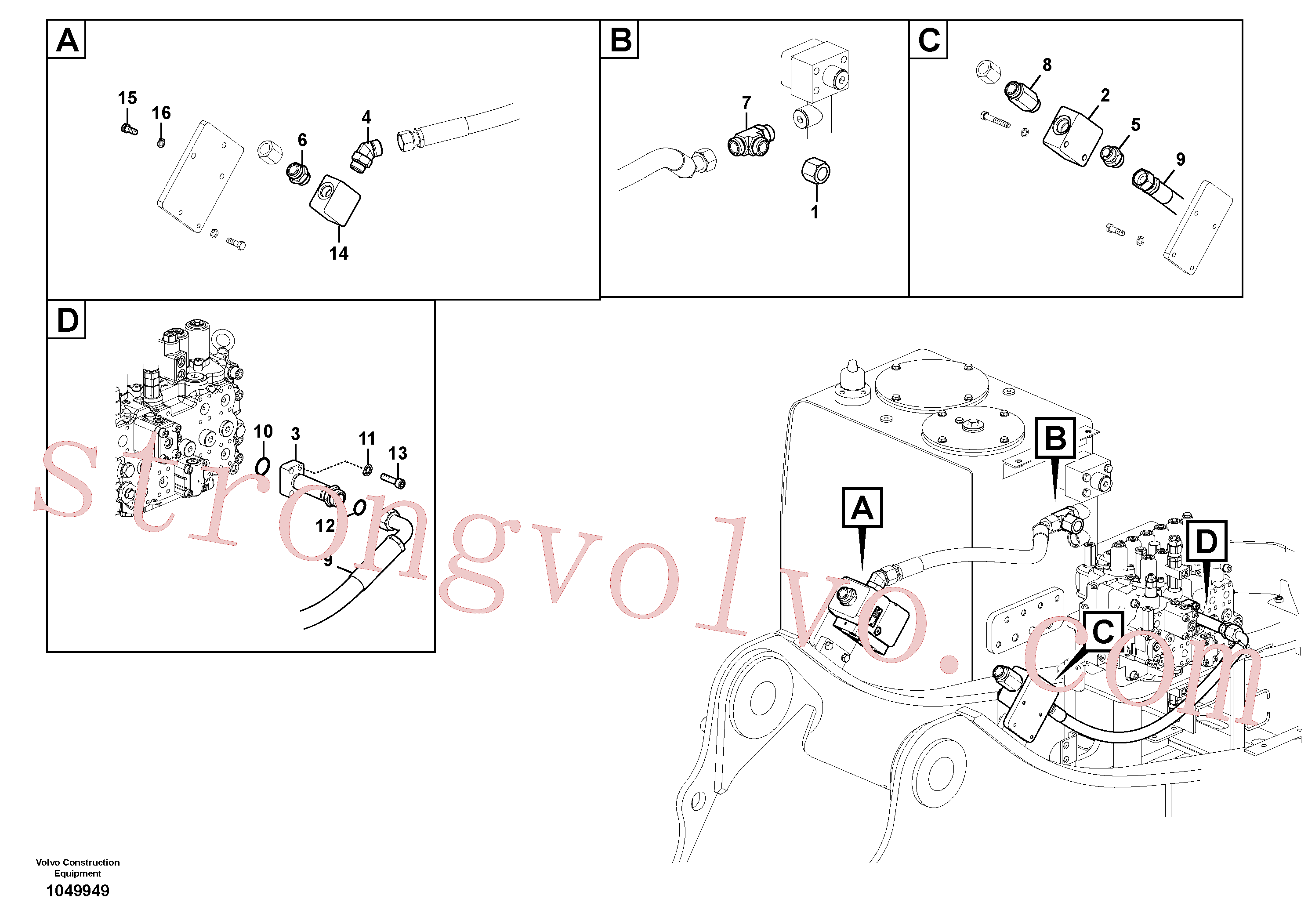 VOE14534512 Volvo Hidráulica de serviço, martelo e cortador para topo(1049949 Montagem)