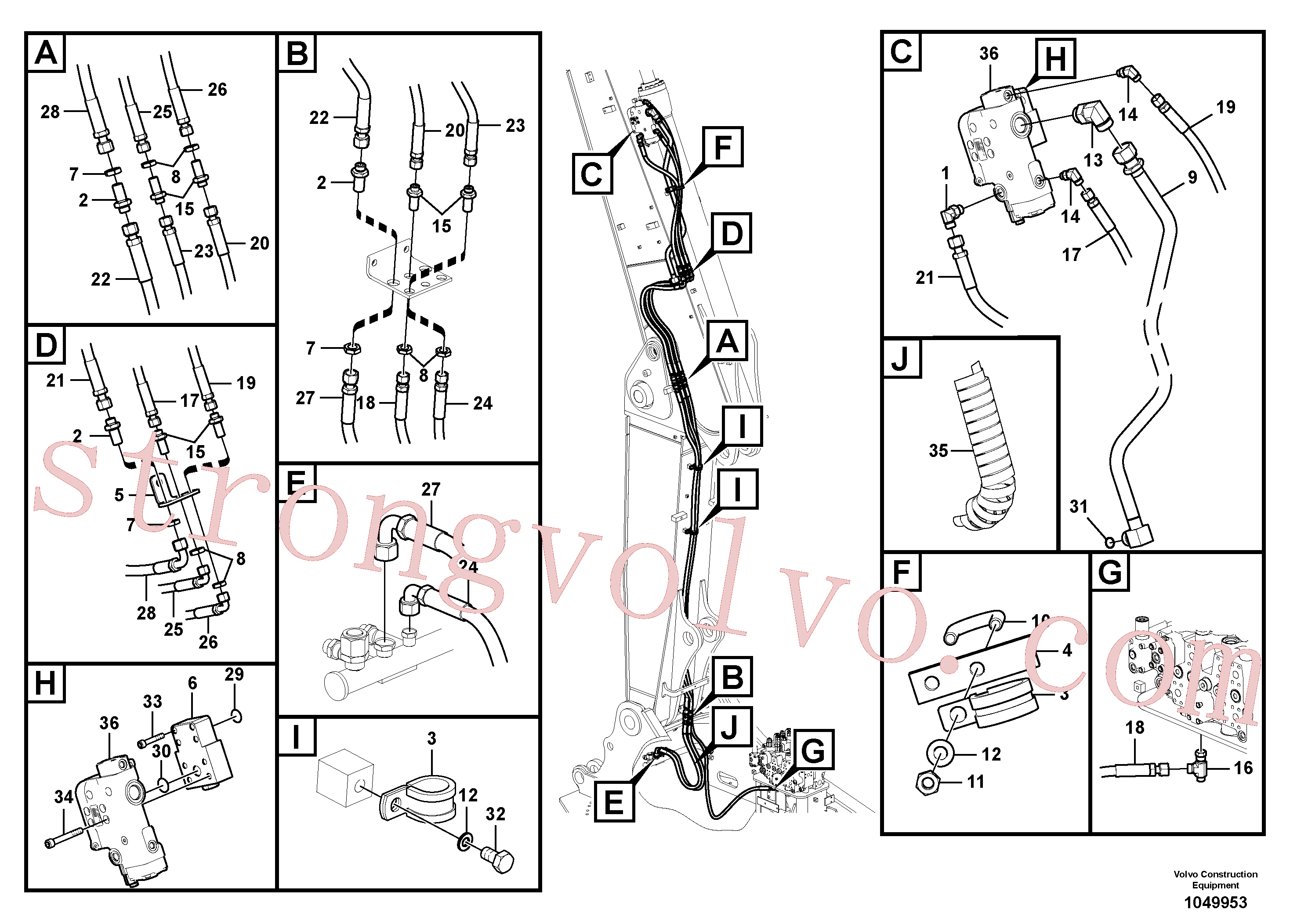 VOE938110 Volvo Hidráulica de serviço, ruptura do braço de afundamento para lança ajustável(1049953 Montagem)