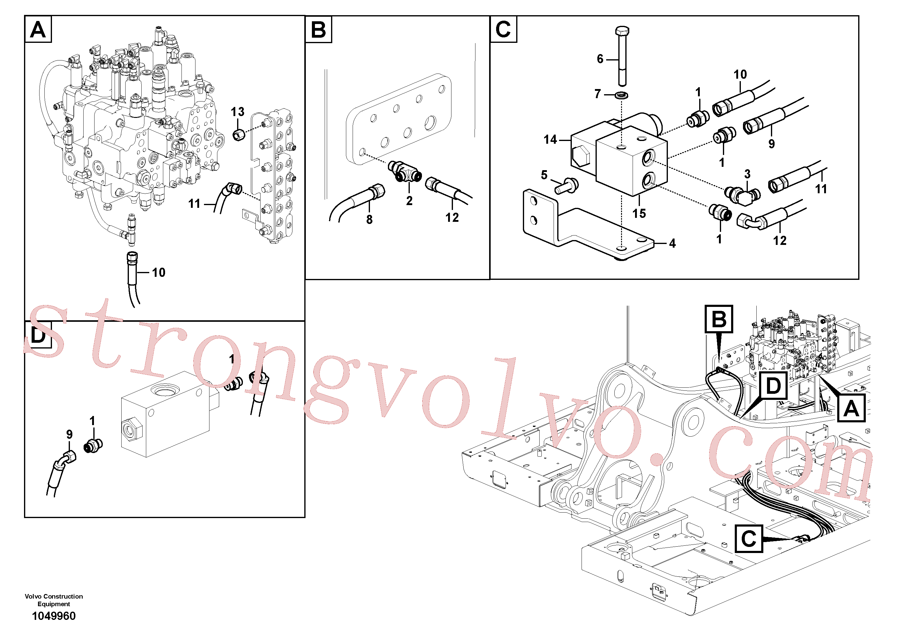 VOE14556273 Volvo Sistema servomotor, válvula de comando para válvula solenóide(1049960 Montagem)