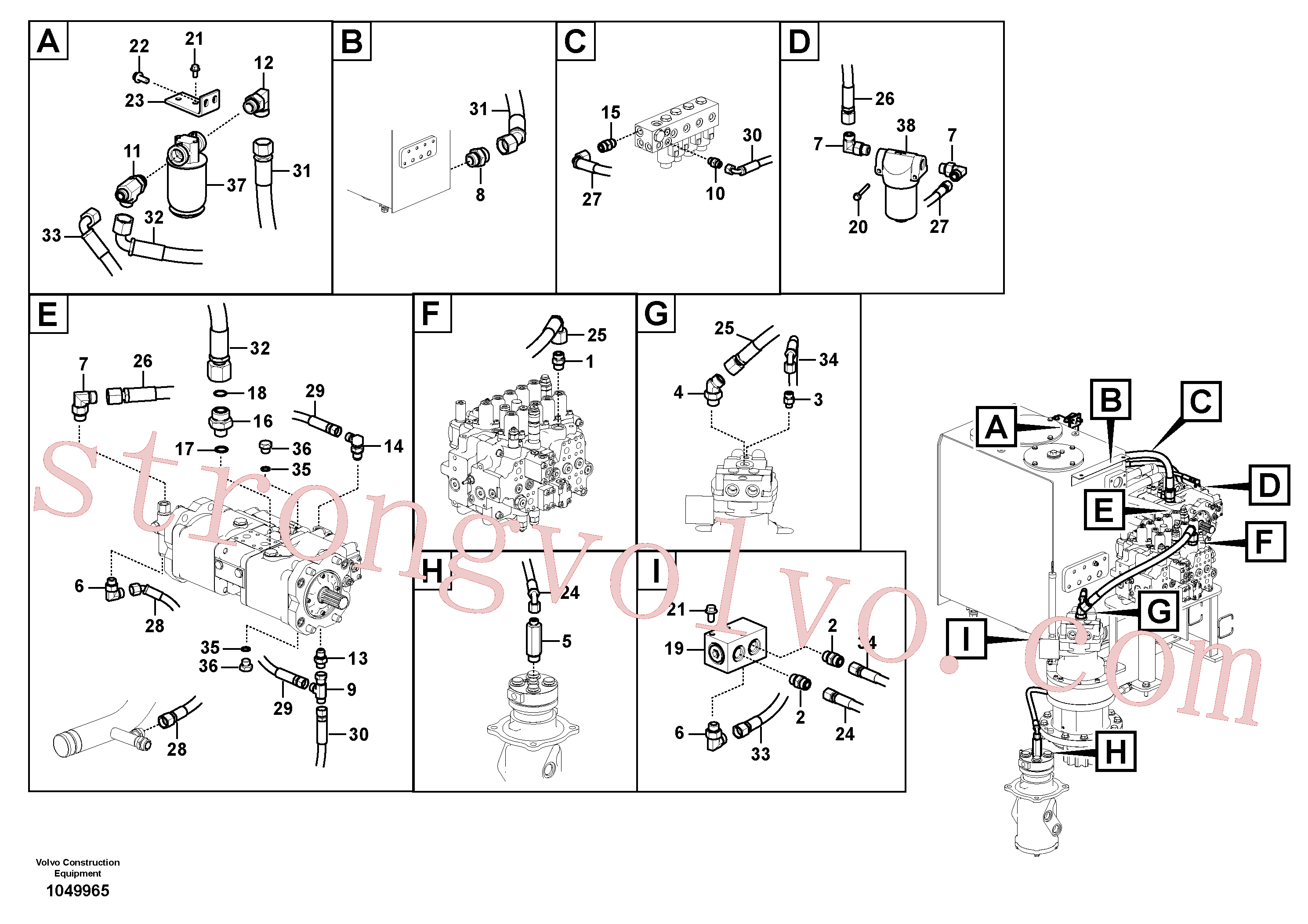 VOE14532686 Volvo Sistema servomotor, suporte do filtro e tubagem da bomba(1049965 Montagem)