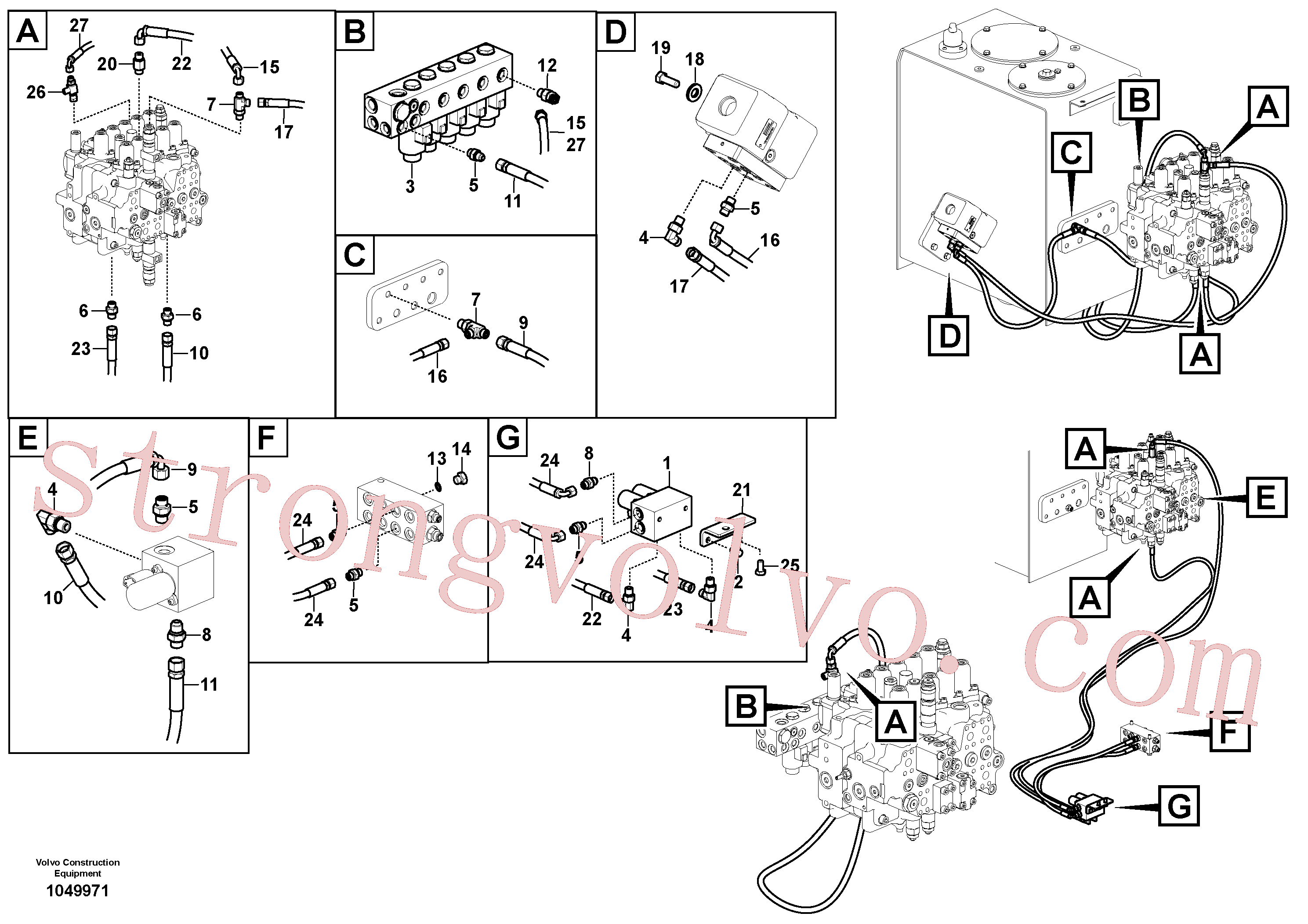 VOE14613591 Volvo Sistema servomotor, martelo e corte(1049971 Montagem)