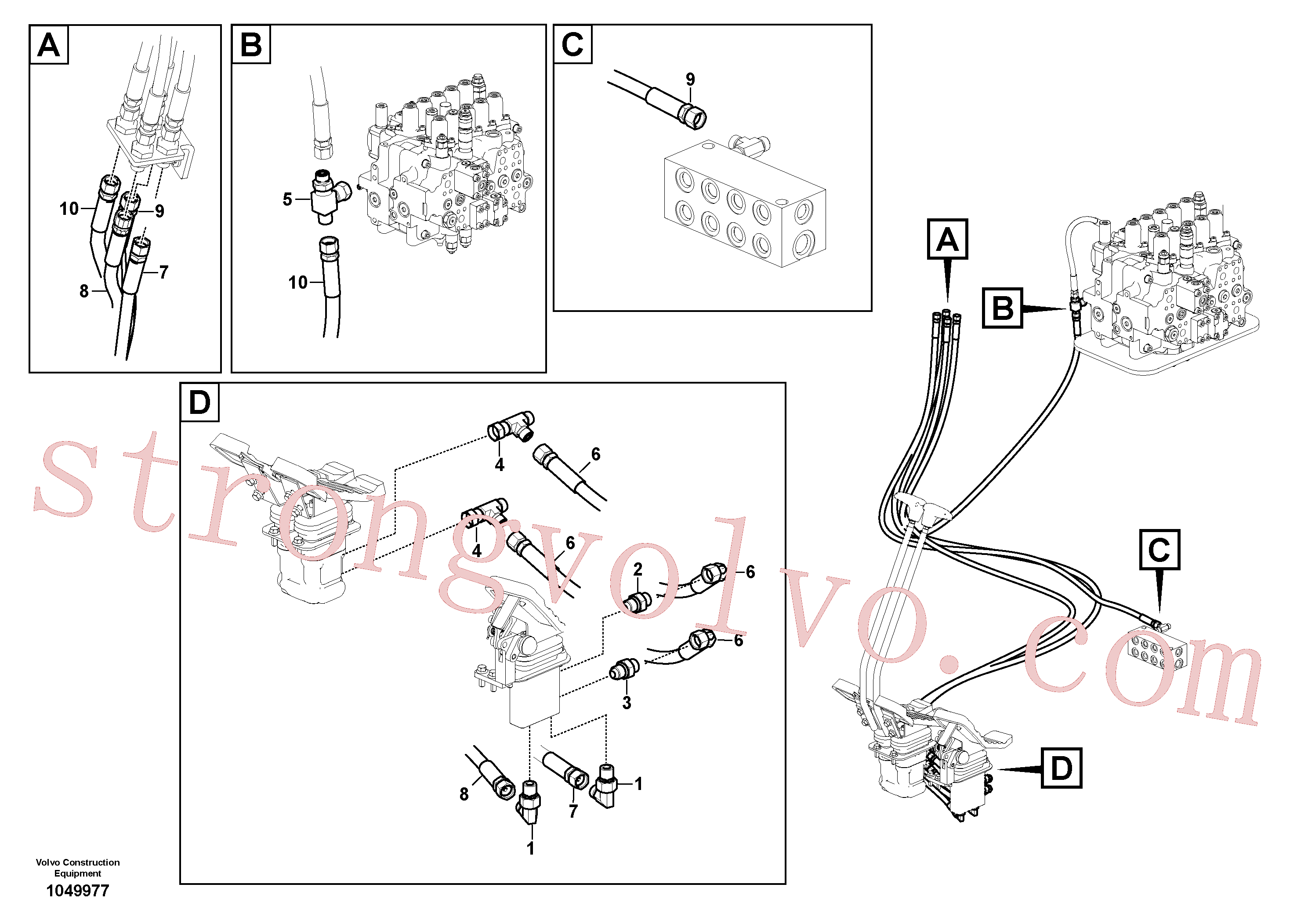 VOE936959 Volvo Hidráulica de serviço, lança ajustável para topo(1049977 Montagem)