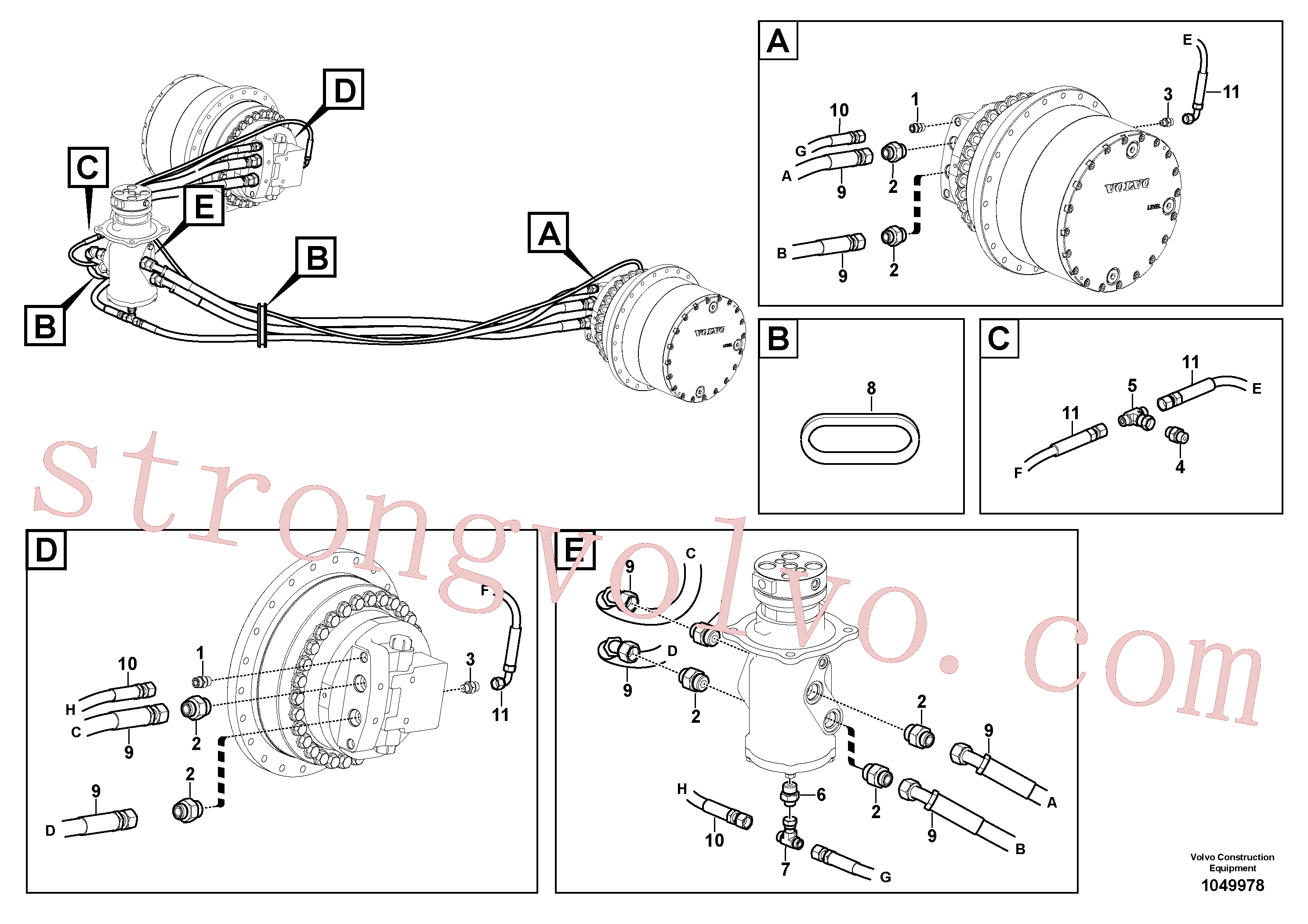PJ5471014 Volvo Linha da rótula, rótula ao motor de curso(1049978 Montagem)