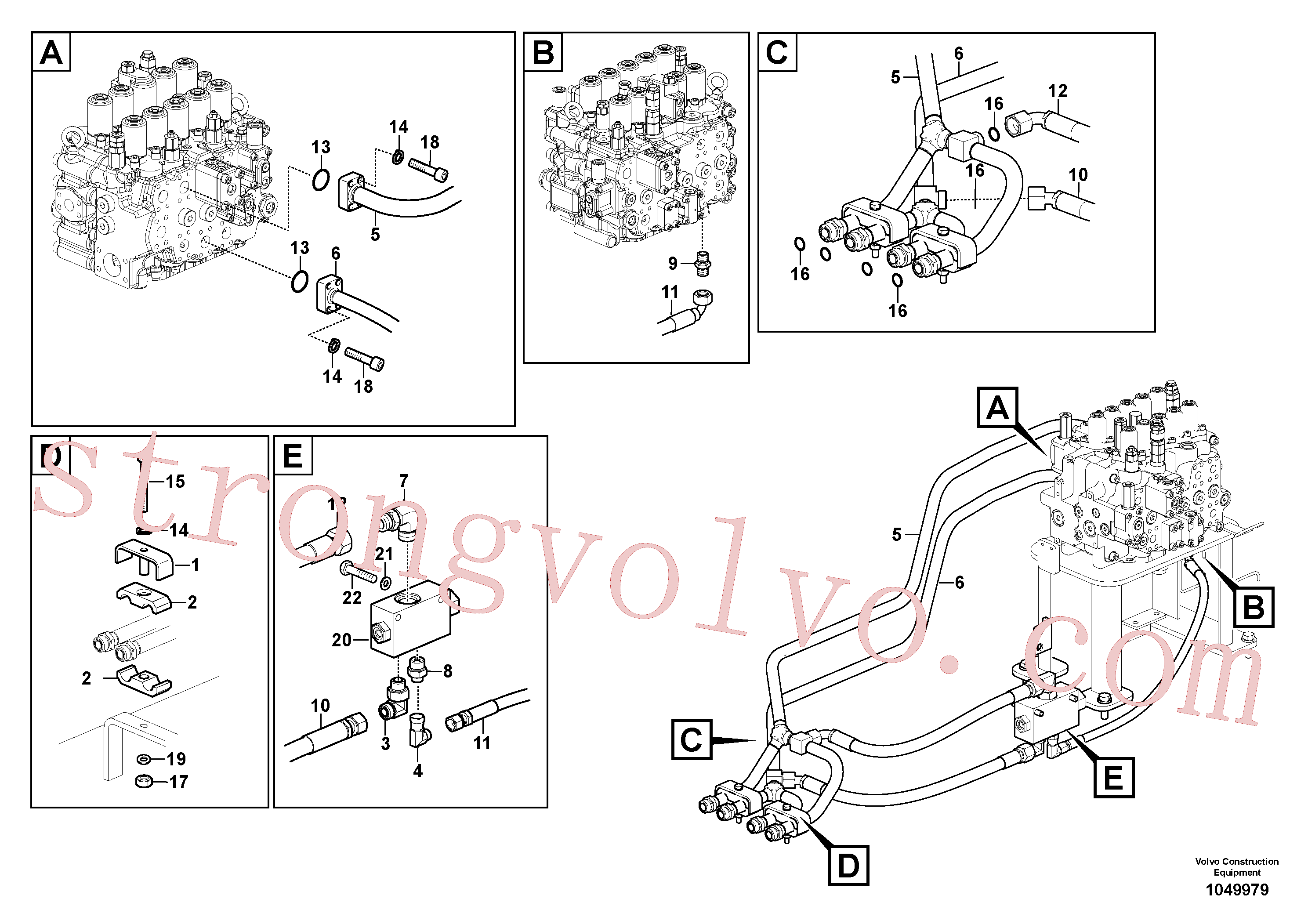 VOE15101740 Volvo Sistema hidráulico, válvula de comando da lança e articulação(1049979 Montagem)