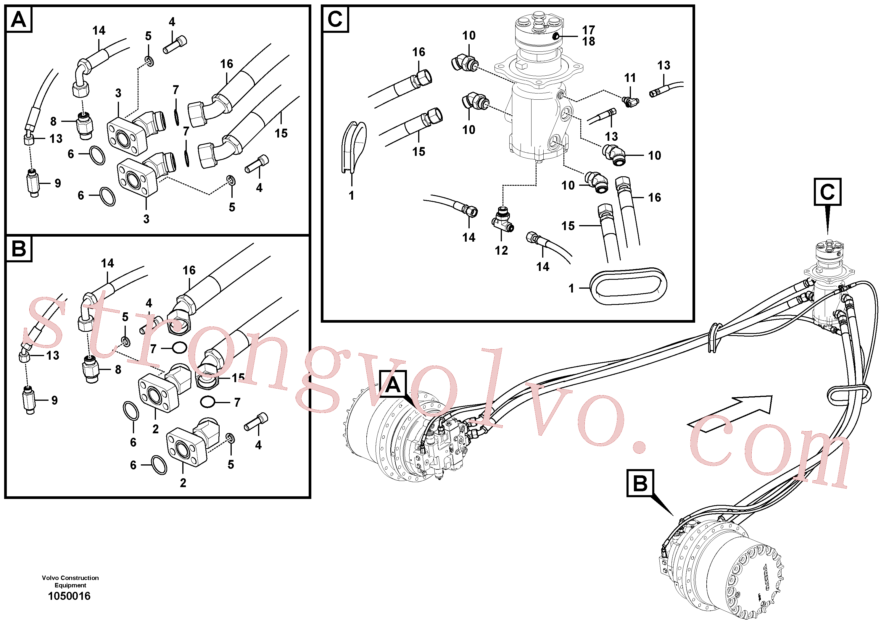 VOE937183 Volvo Linha da rótula, rótula ao motor de curso(1050016 Montagem)