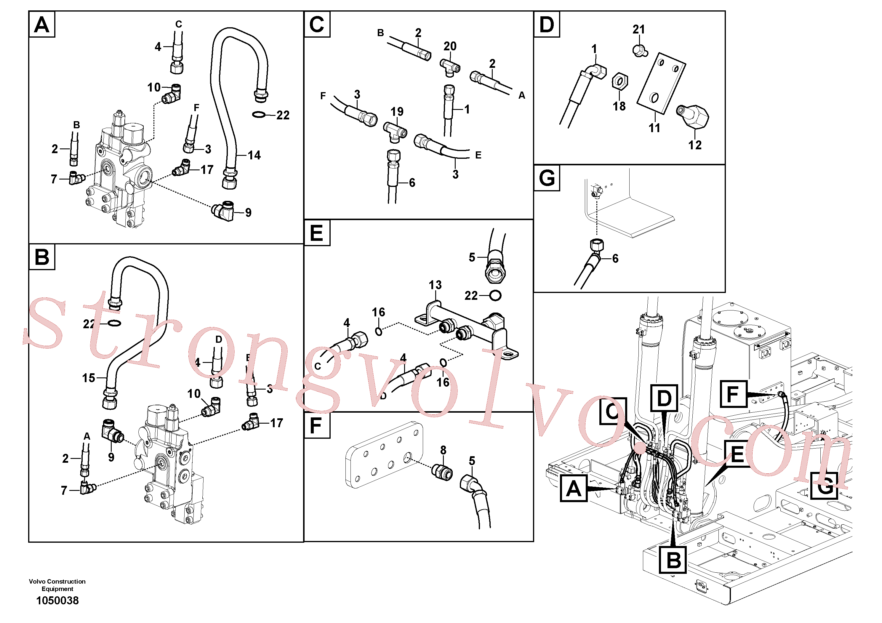 VOE14607257 Volvo Hidráulica de serviço, ruptura da lança(1050038 Montagem)