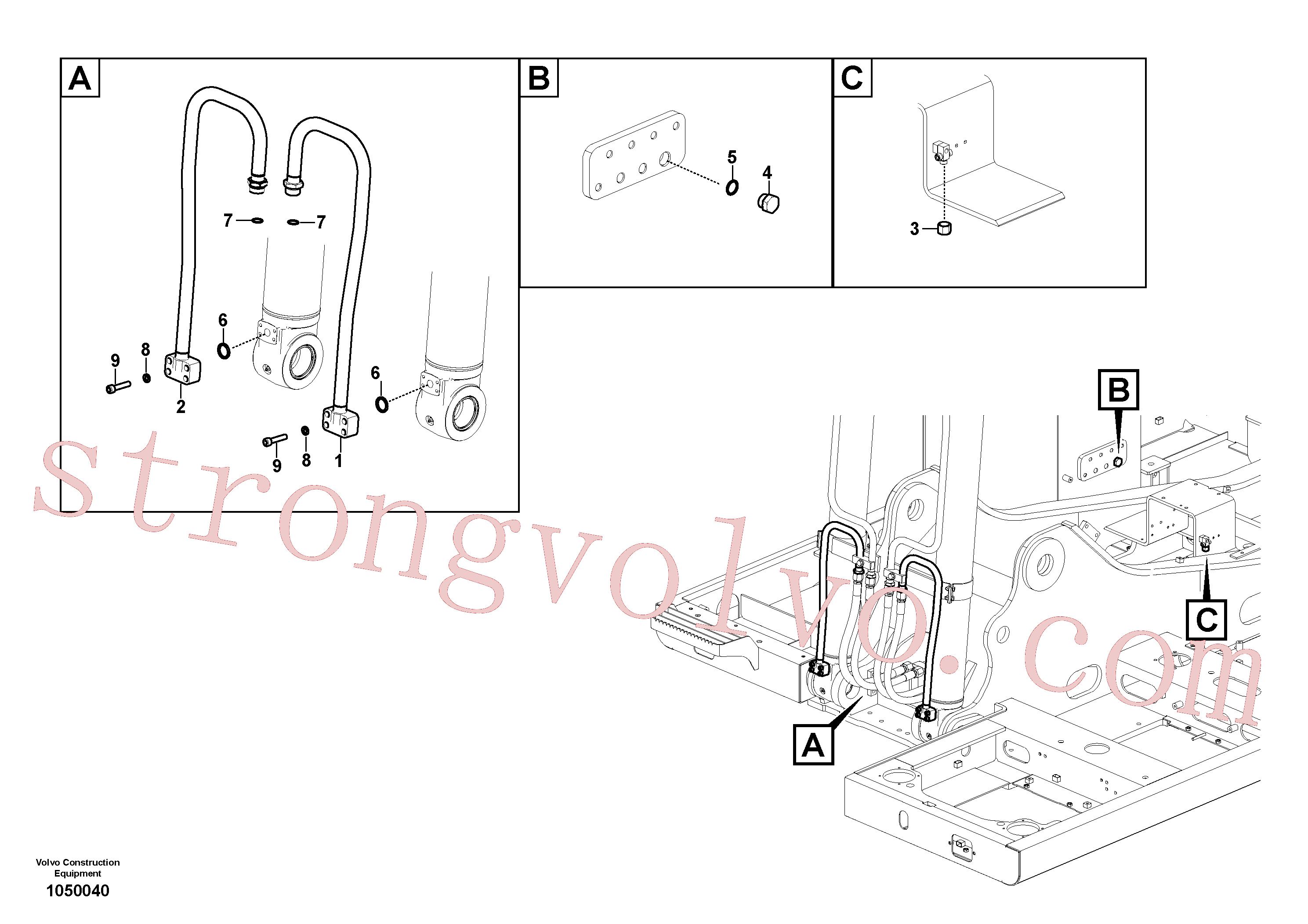 VOE14677638 Volvo Hidráulica de serviço, cilindro da lança(1050040 Montagem)