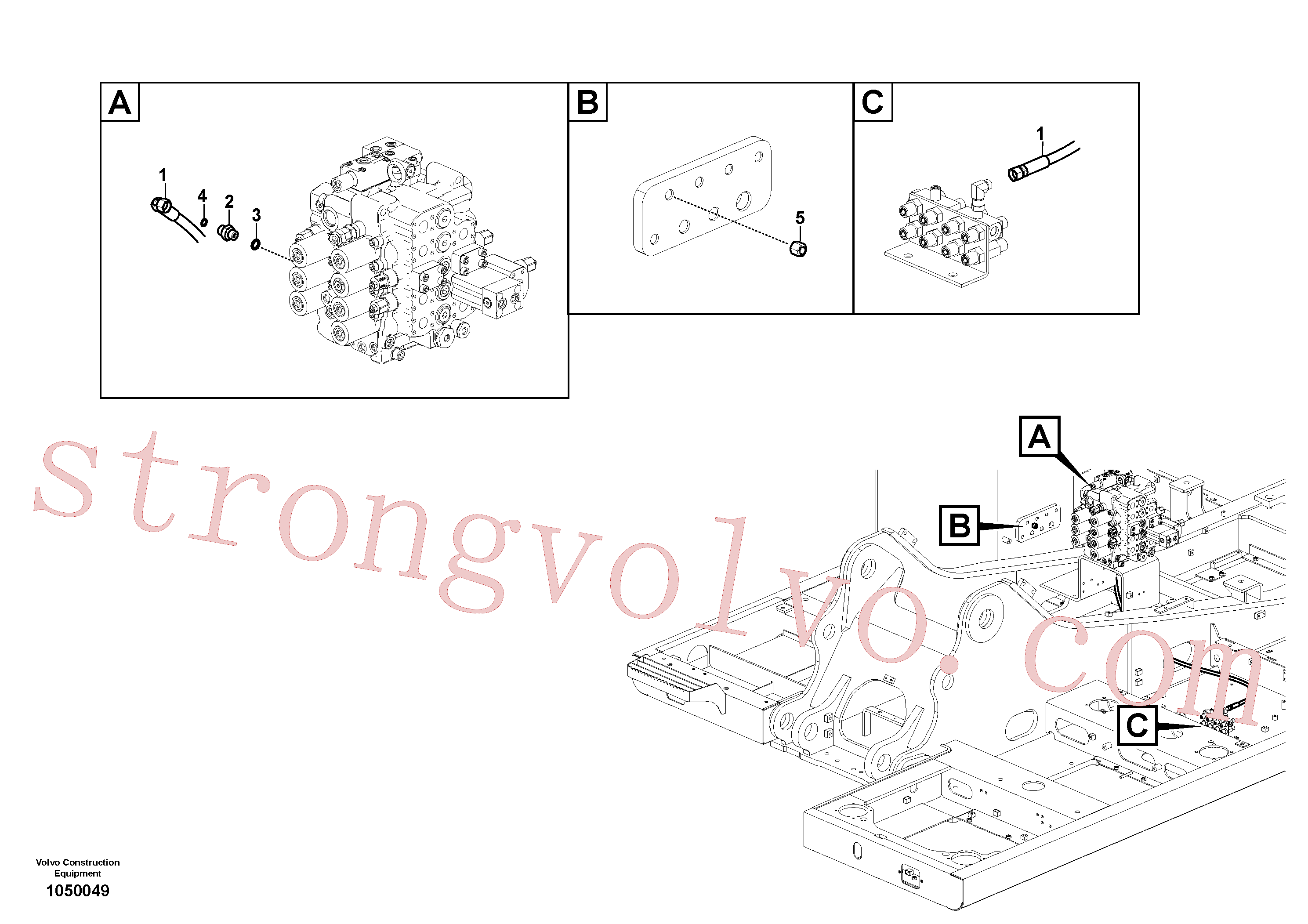 VOE936818 Volvo Sistema servomotor, válvula de comando para válvula solenóide(1050049 Montagem)
