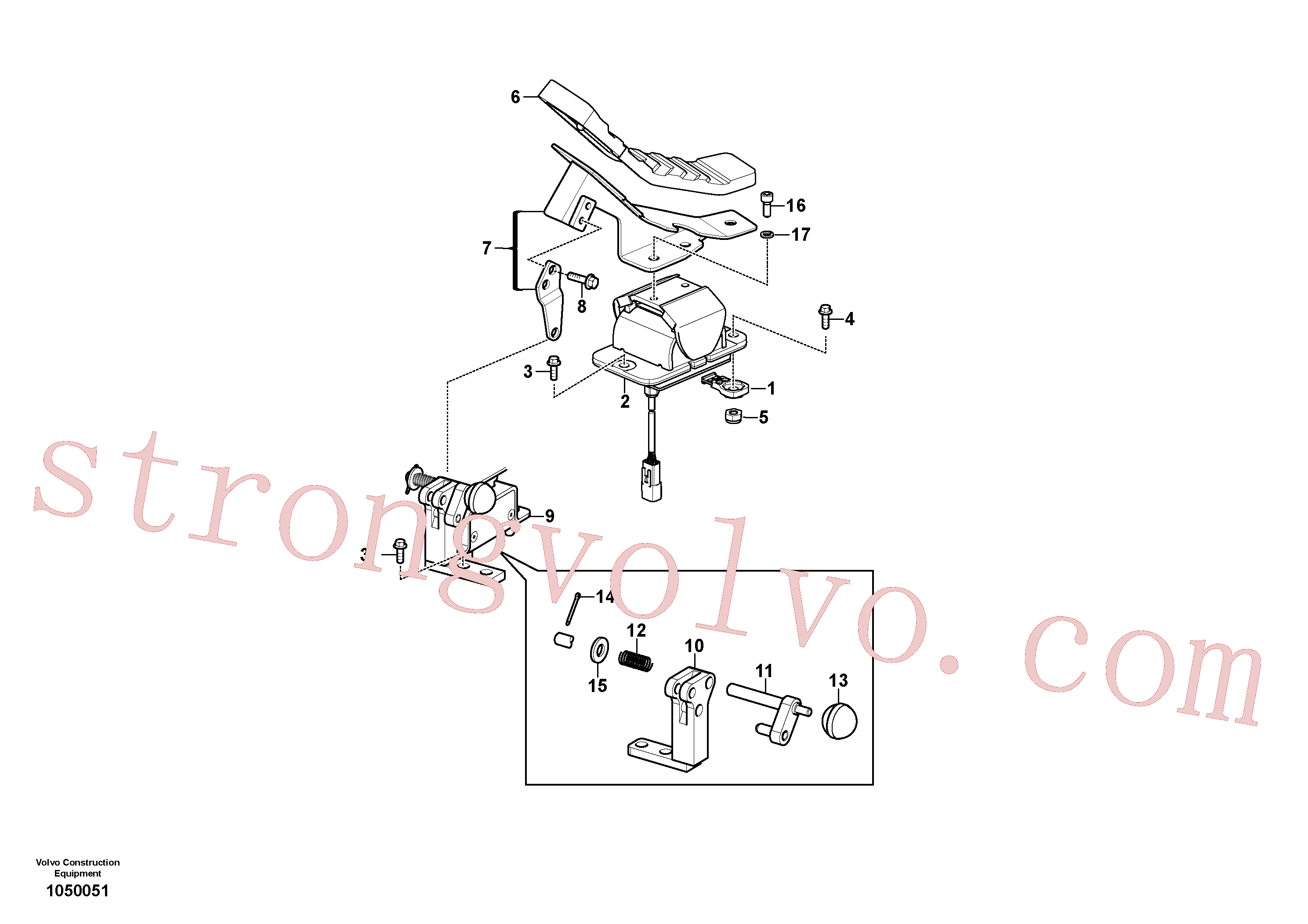 VOE14650864 Volvo Hidráulica de serviço, pedal da válvula de comando à distância para martelo e cortador(1050051 Montagem)