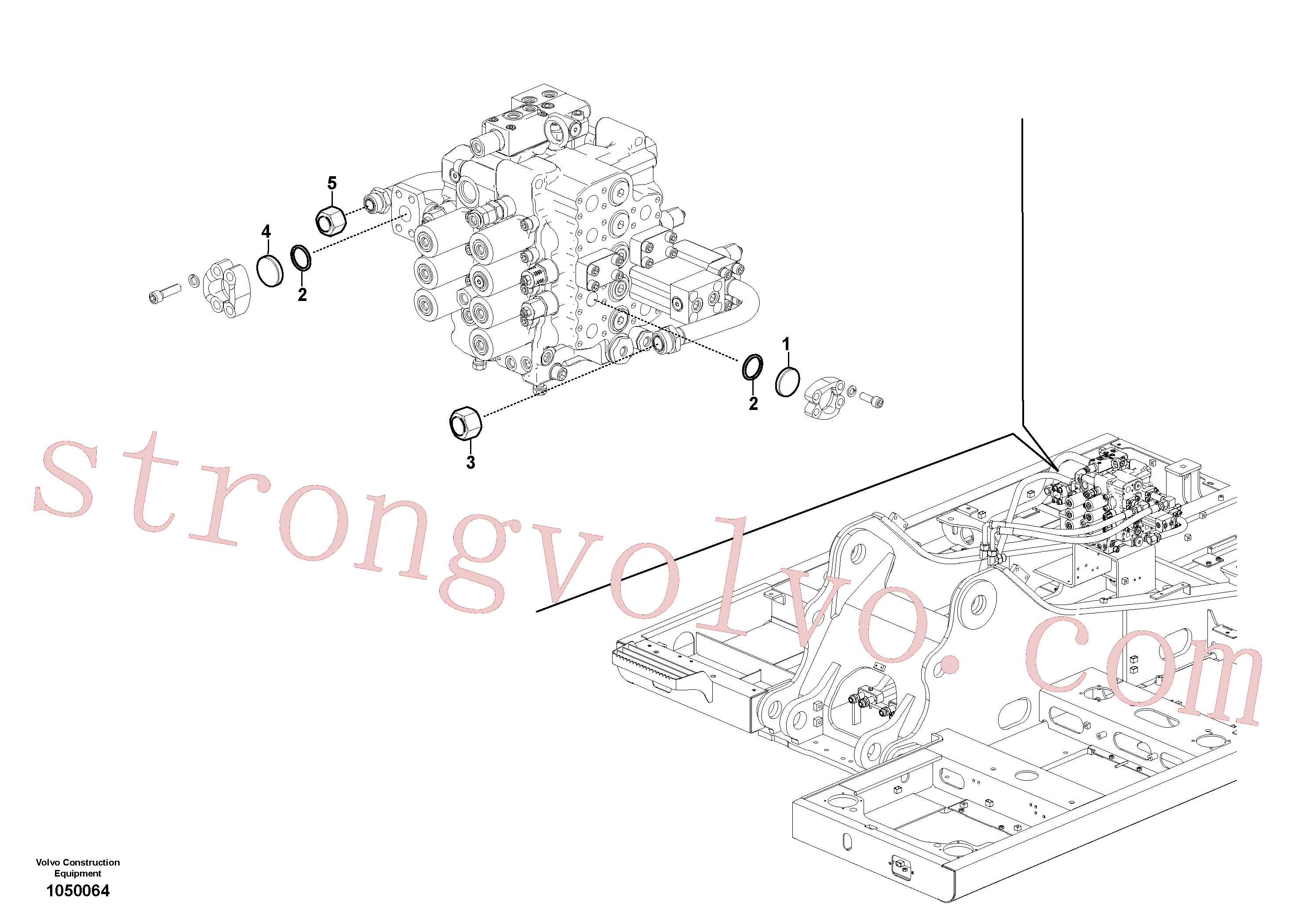VOE11172549 Volvo Sistema hidráulico, válvula de comando da lança e articulação(1050064 Montagem)
