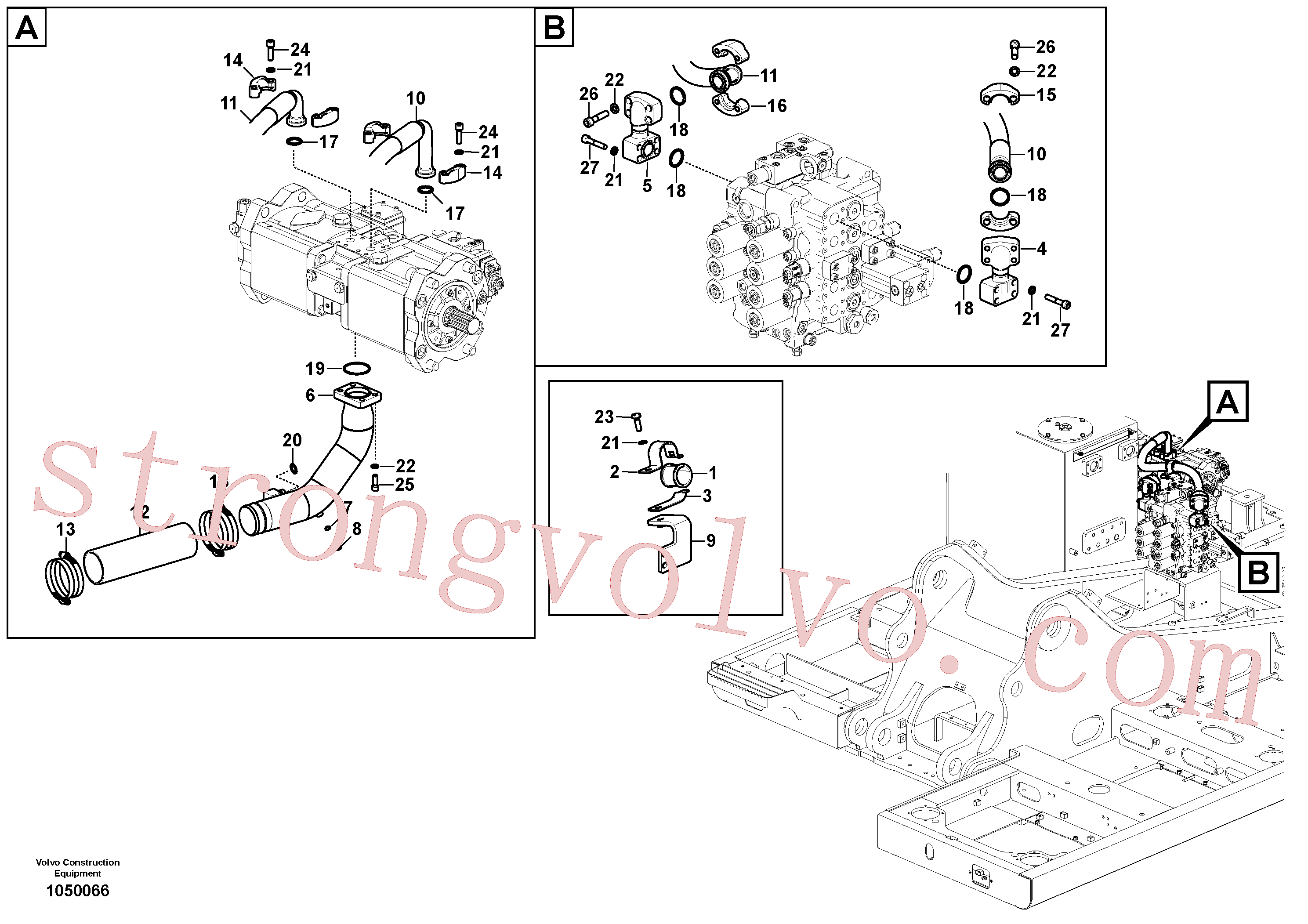 VOE14573255 Volvo Sistema hidráulico, tanque hidráulico para a bomba hidráulica(1050066 Montagem)