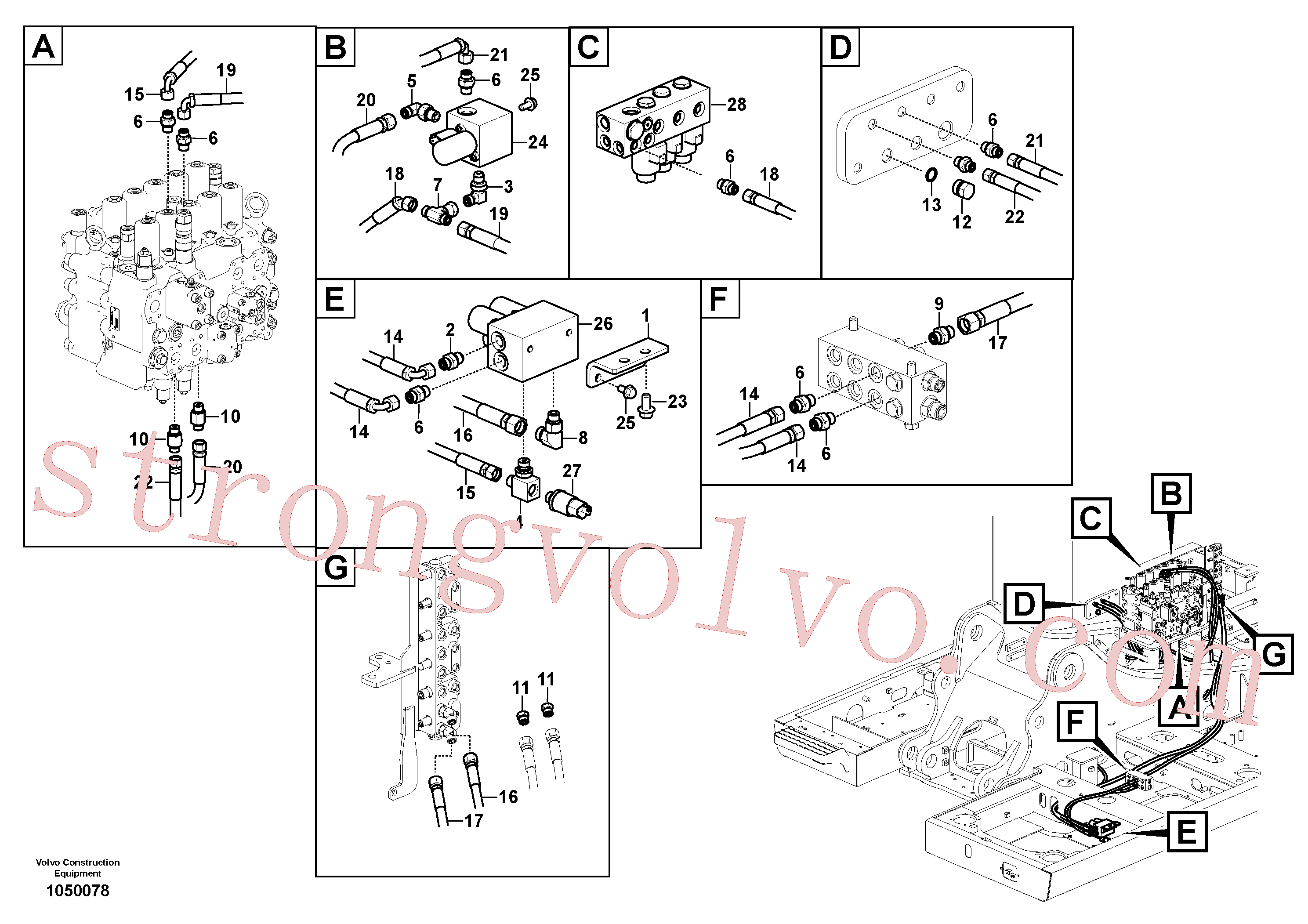 VOE14644539 Volvo Sistema servomotor, martelo e corte(1050078 Montagem)