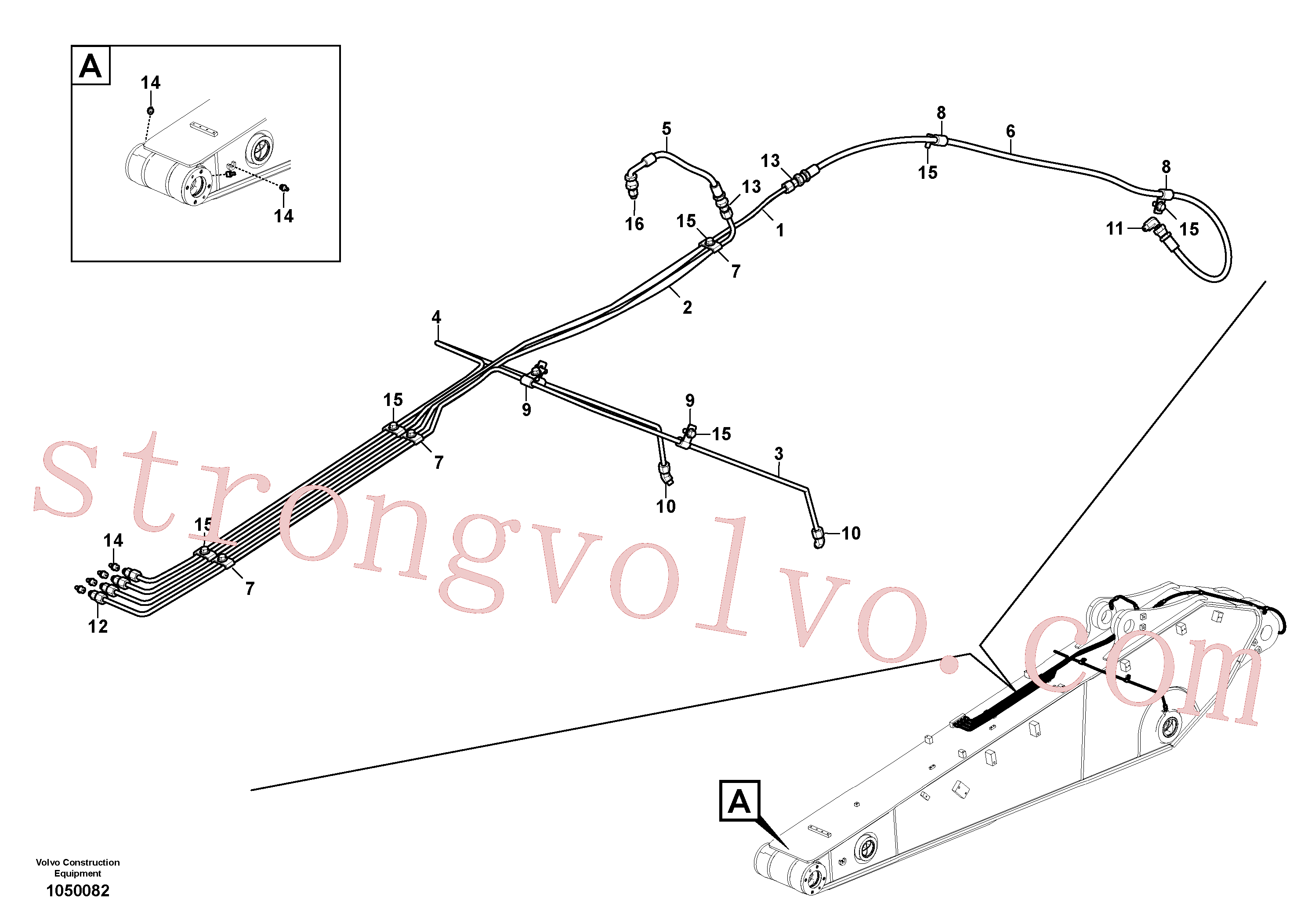 VOE14687022 Volvo Tubagem de massa e do braço de afundamento com sede da tubagem(1050082 Montagem)