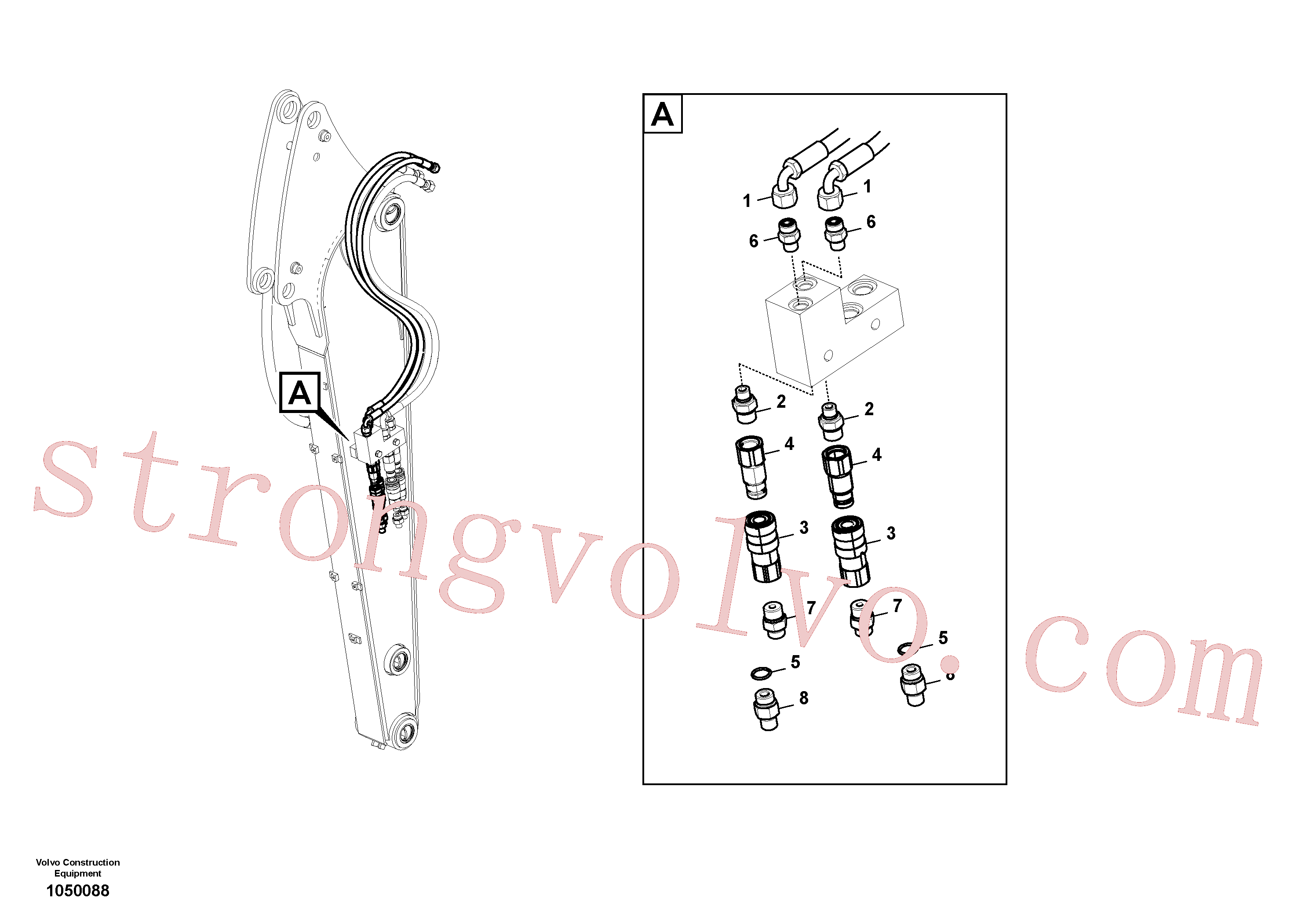 VOE14611572 Volvo Bomba de engrenagens hidráulica para montagem rápida e rotador, Hidráulica de serviço, inclinação e rotor no braço de afundamento(1050088 Montagem)