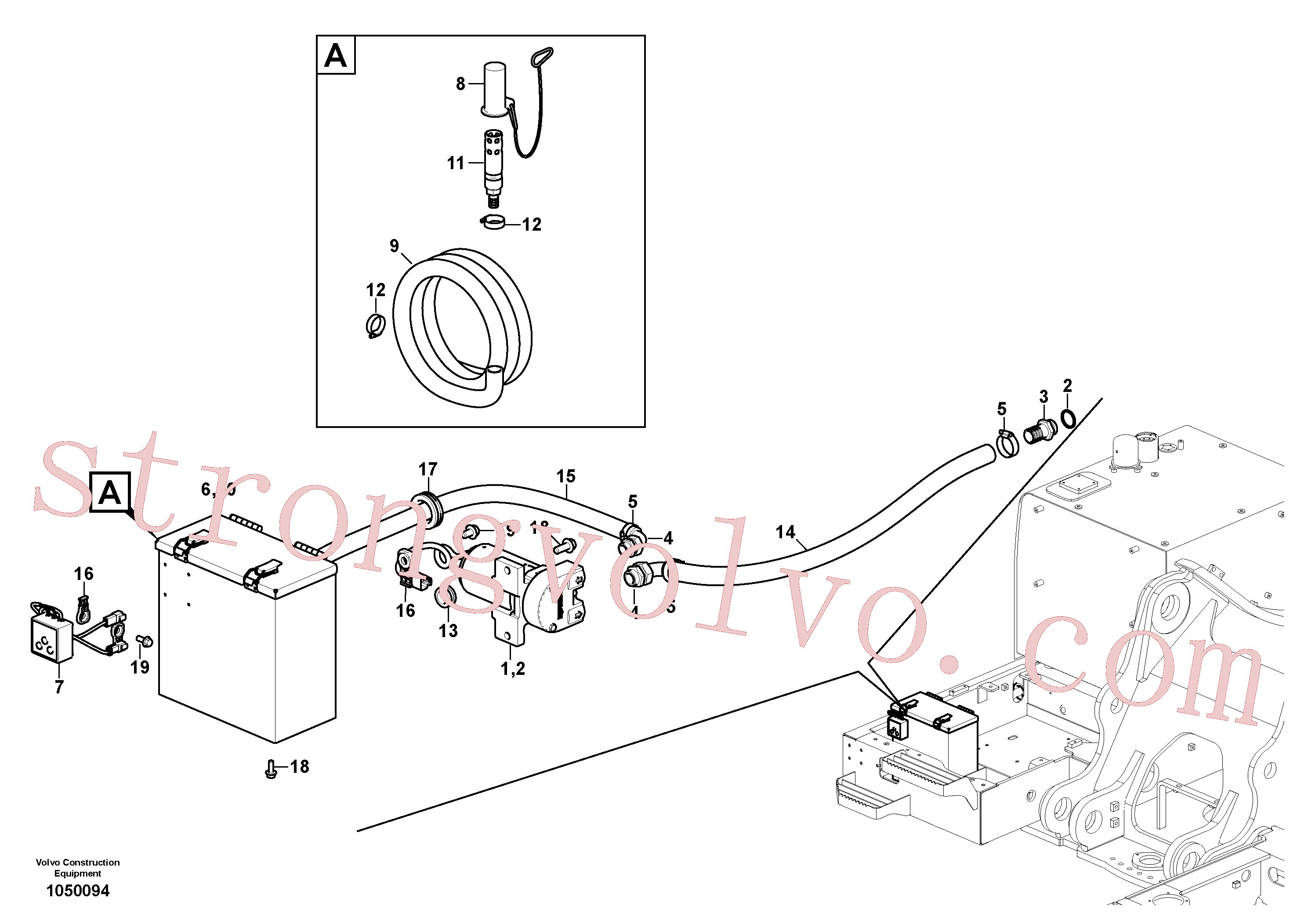 VOE14668074 Volvo Bomba de enchimento do combustível com detalhes de montagem(1050094 Montagem)