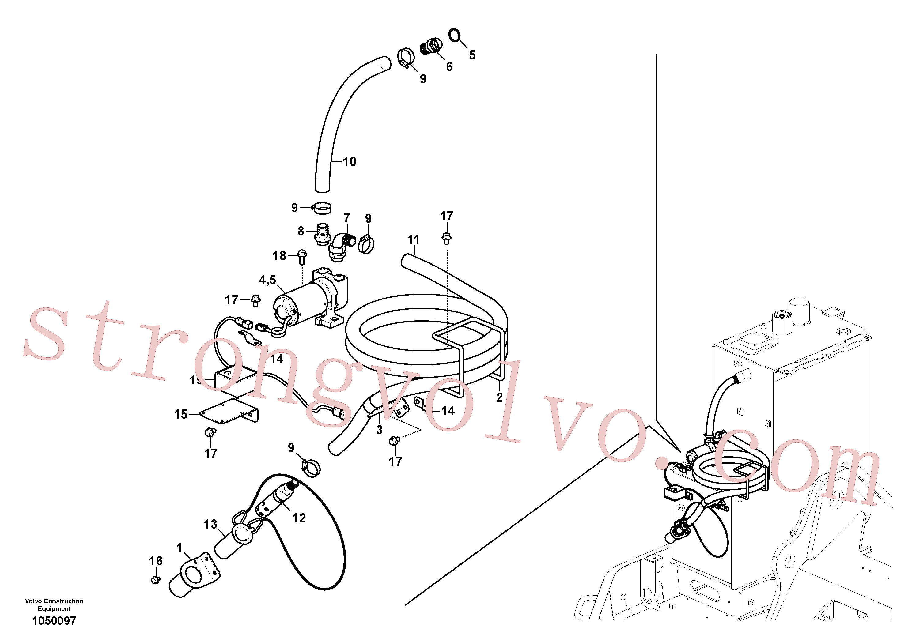VOE14668074 Volvo Bomba de enchimento do combustível com detalhes de montagem(1050097 Montagem)