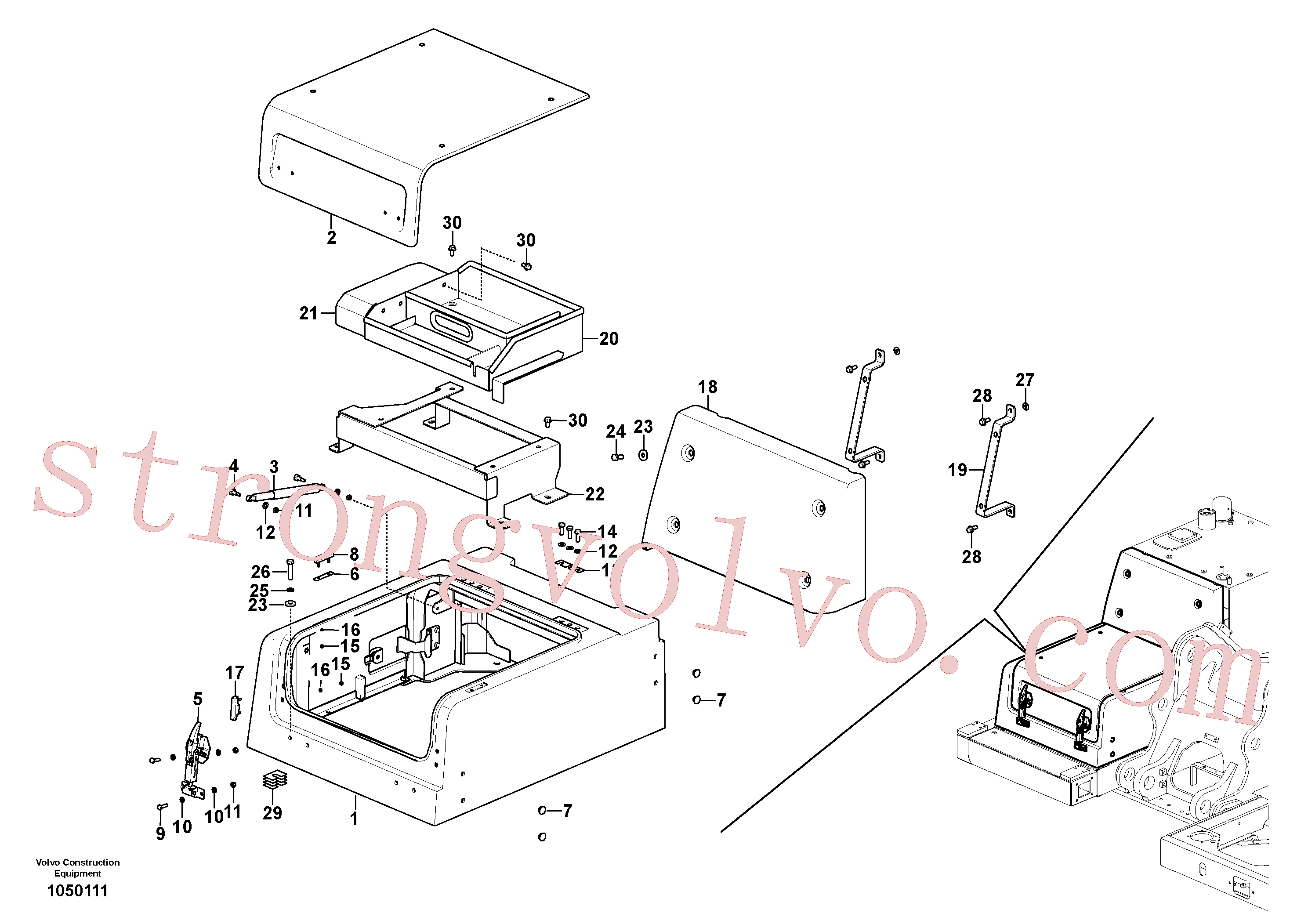 SA9011-21211 Volvo Caixa de ferramentas, blindagem(1050111 Montagem)