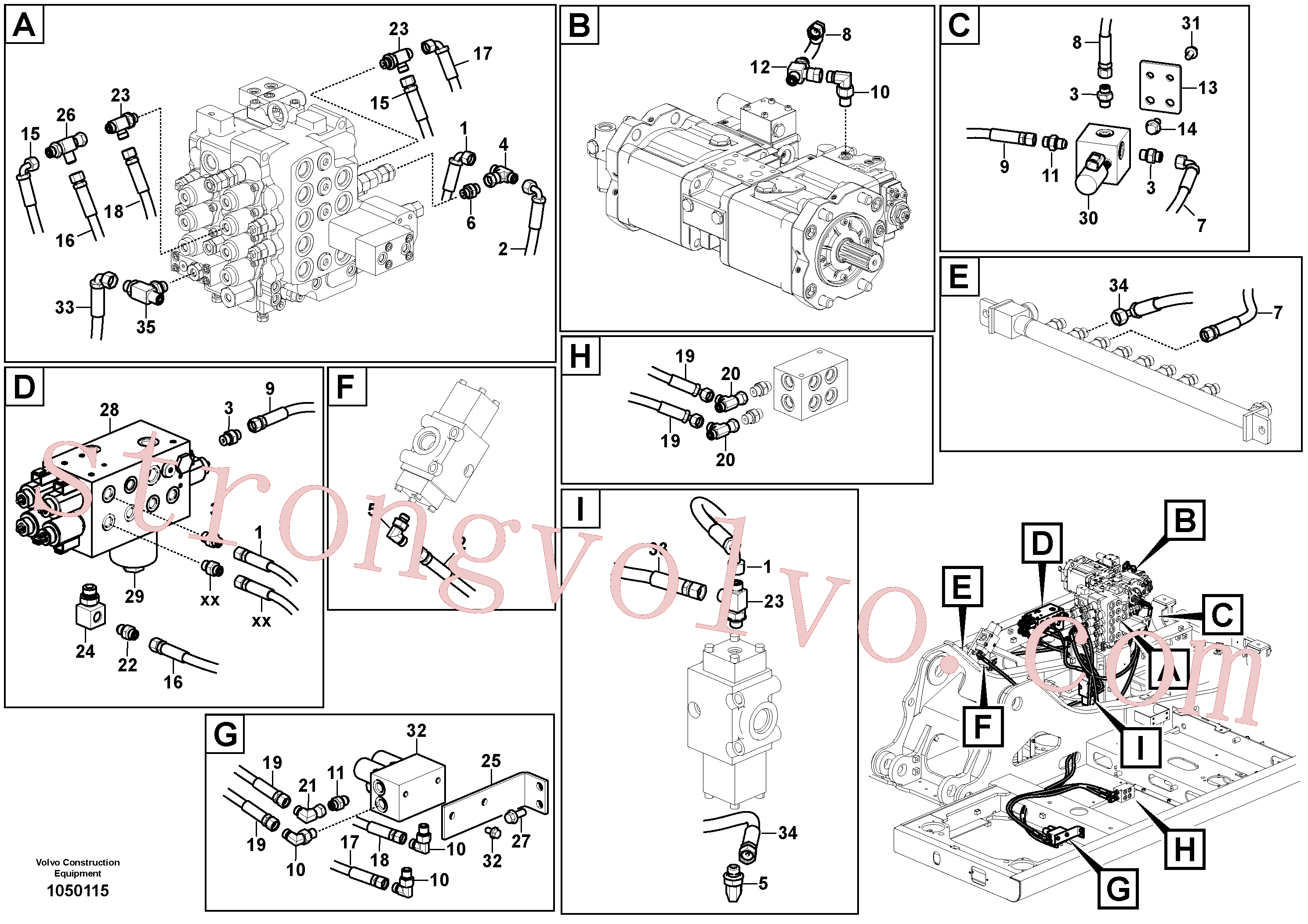 VOE14613591 Volvo Sistema servomotor, martelo e corte(1050115 Montagem)