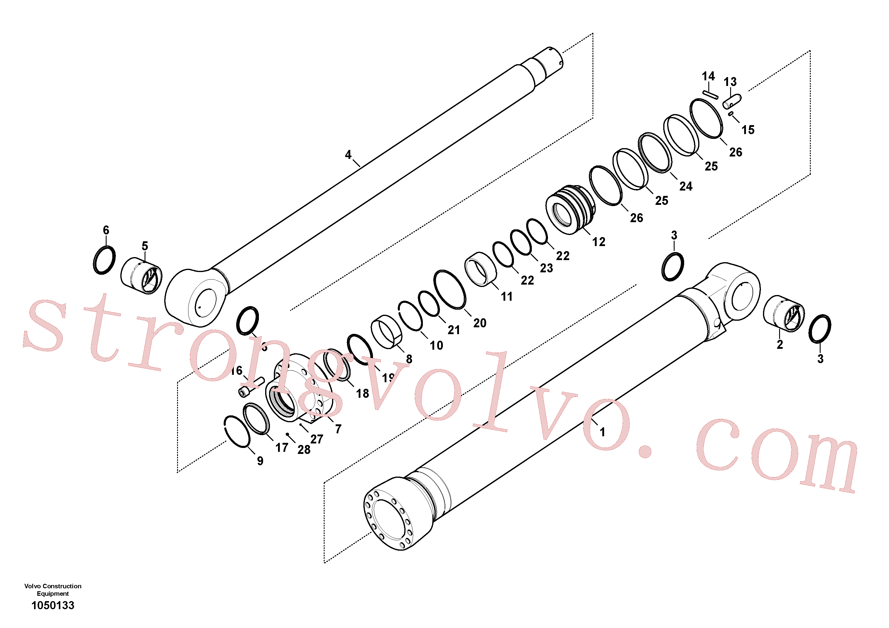 VOE14596544 Volvo Cilindro do braço de afundamento(1050133 Montagem)