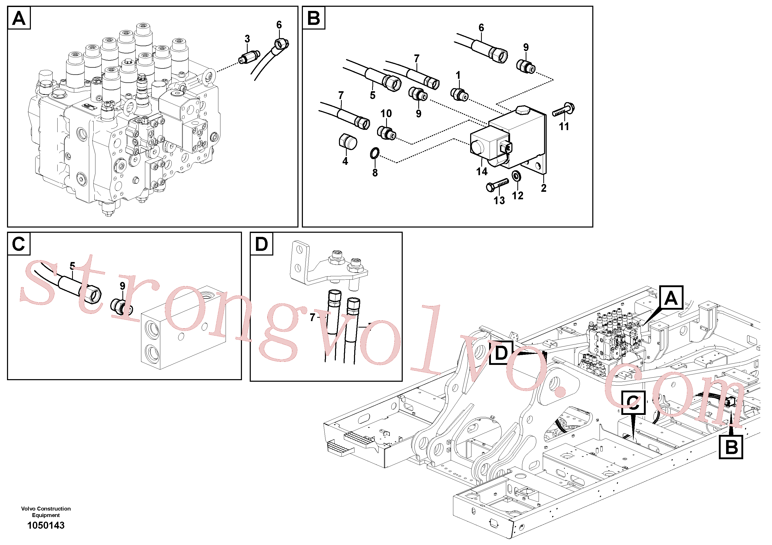 VOE15800391 Volvo Hidráulica de serviço, encaixe rápido na estrutura superior(1050143 Montagem)