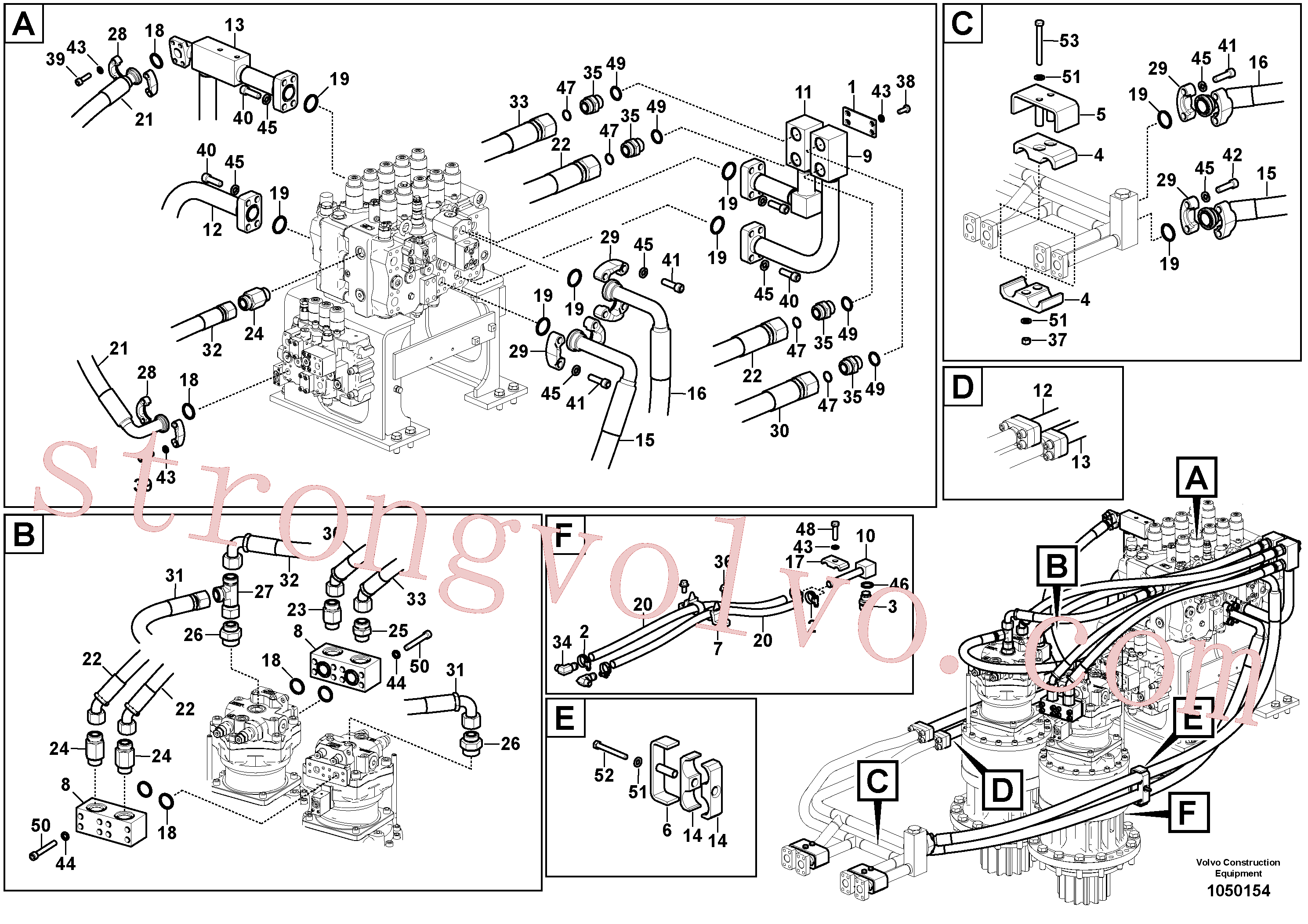 VOE14546440 Volvo Sistema hidráulico, válvula de comando da lança e articulação(1050154 Montagem)
