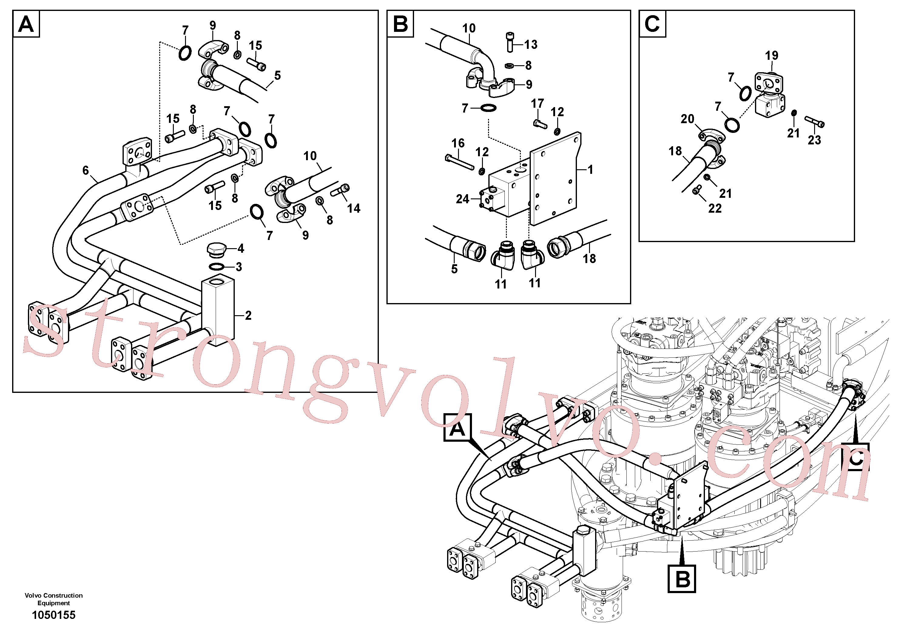 SA9415-31081 Volvo Sistema hidráulico, válvula de comando da lança(1050155 Montagem)