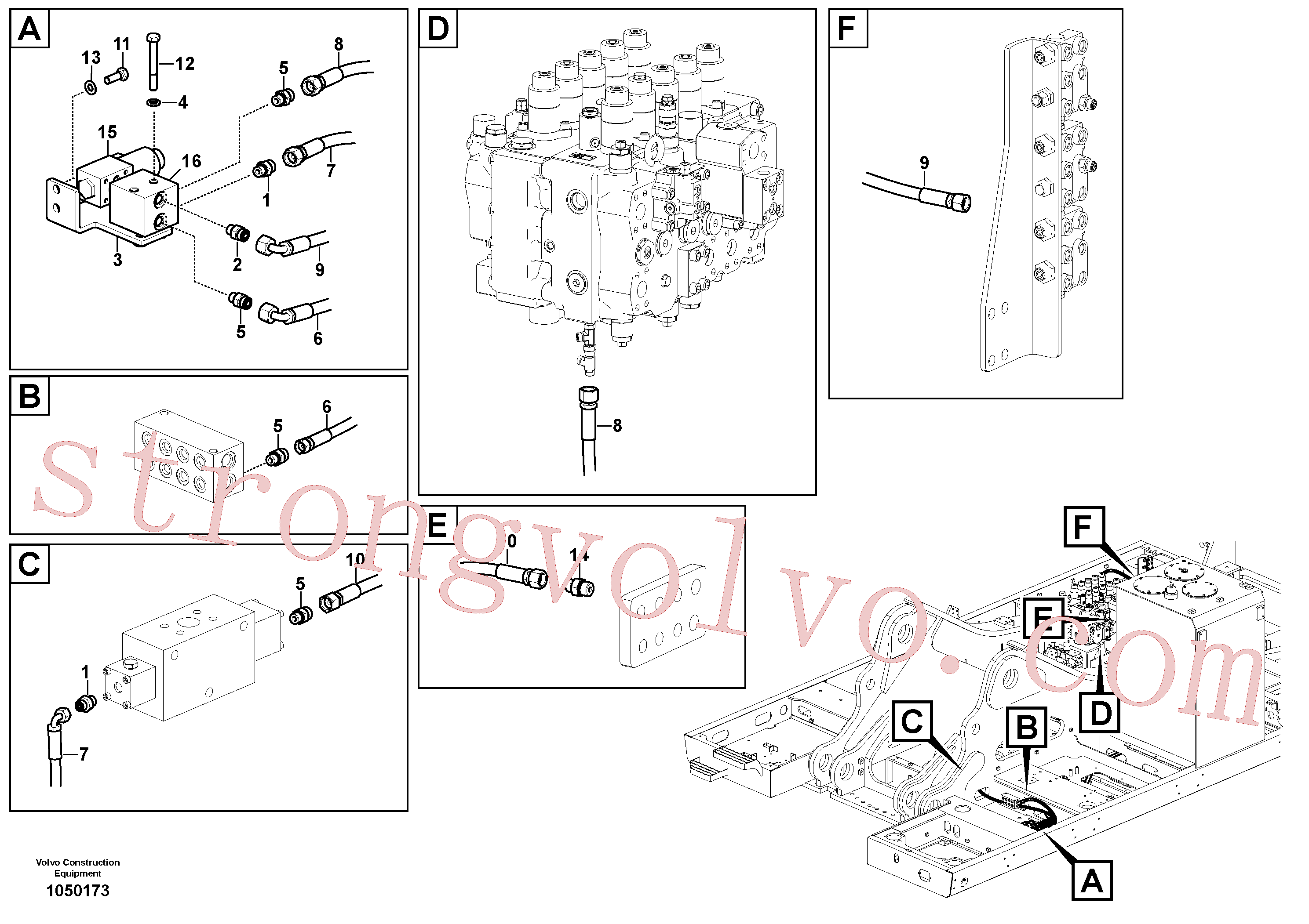 VOE937448 Volvo Sistema servomotor, válvula de comando para pedal da válvula de comando(1050173 Montagem)